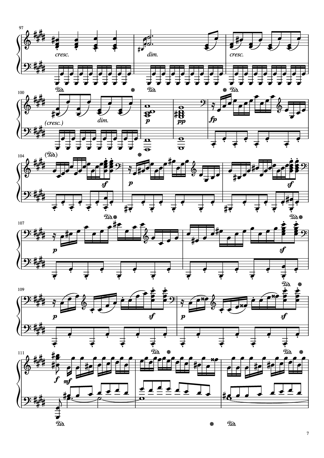 Trang 7 của Sheet nhạc PDF Piano bài hát Sonata in C# Minor, Moonlight Piano - LUDWIG VAN BEETHOVEN