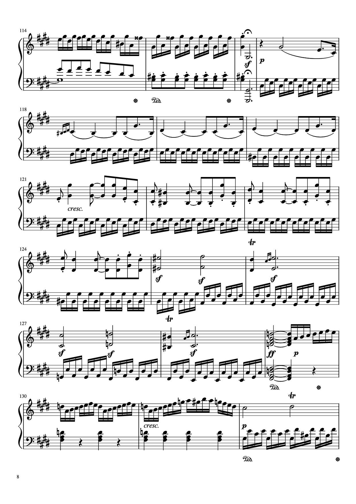 Trang 8 của Sheet nhạc PDF Piano bài hát Sonata in C# Minor, Moonlight Piano - LUDWIG VAN BEETHOVEN