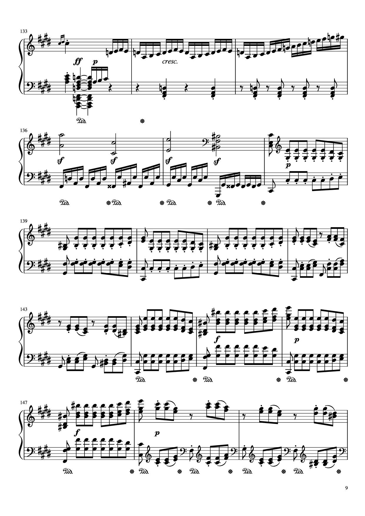 Trang 9 của Sheet nhạc PDF Piano bài hát Sonata in C# Minor, Moonlight Piano - LUDWIG VAN BEETHOVEN