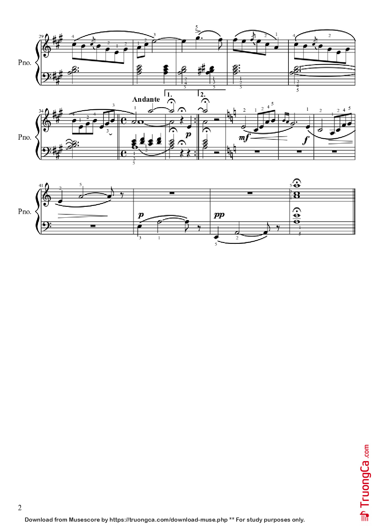 Trang 2 của Sheet nhạc PDF Piano bài hát Canción de Solveig Piano - Edvard Grieg