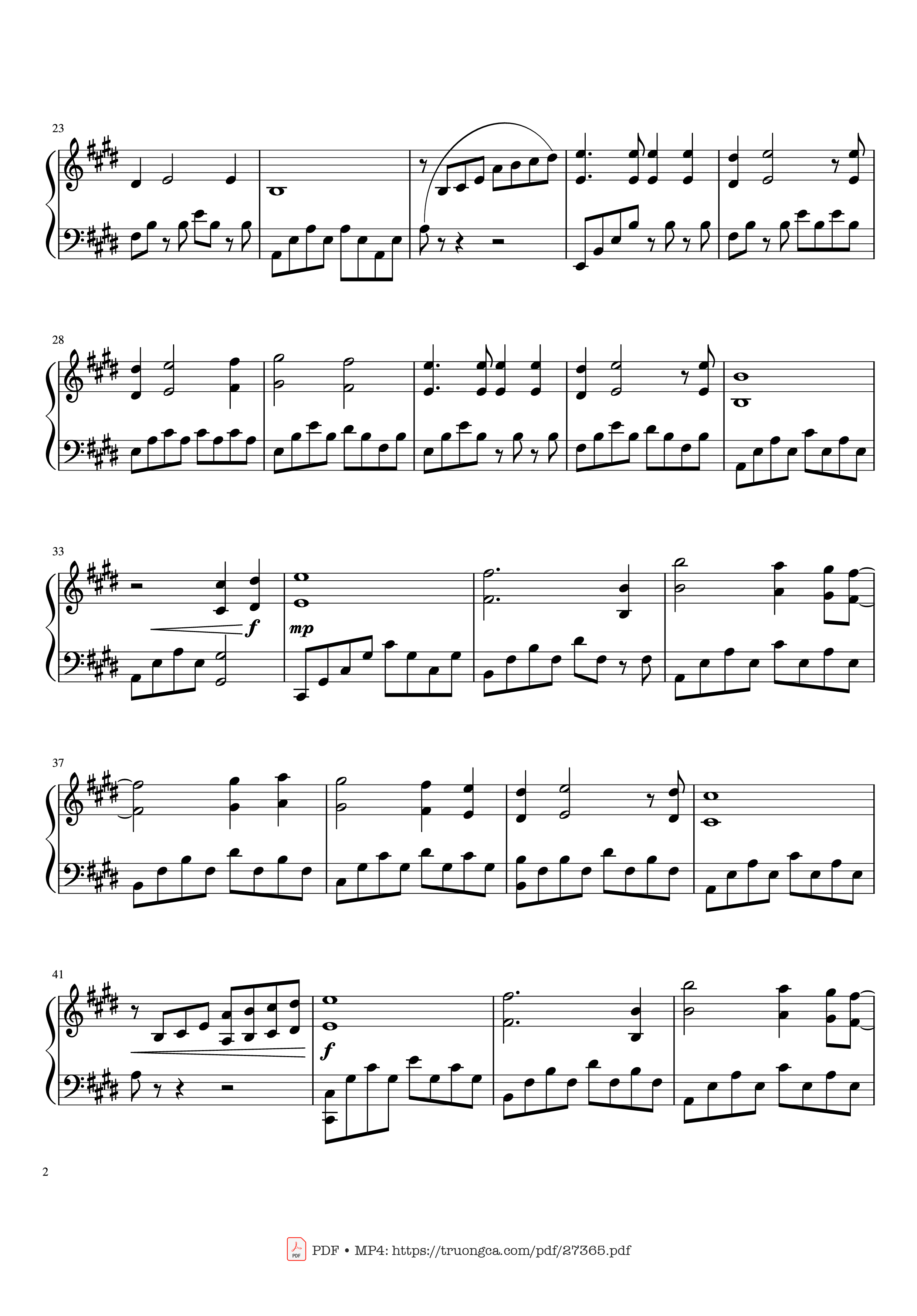 Trang 2 của Sheet nhạc PDF Piano bài hát My Heart Will Go On Piano - Céline Dion