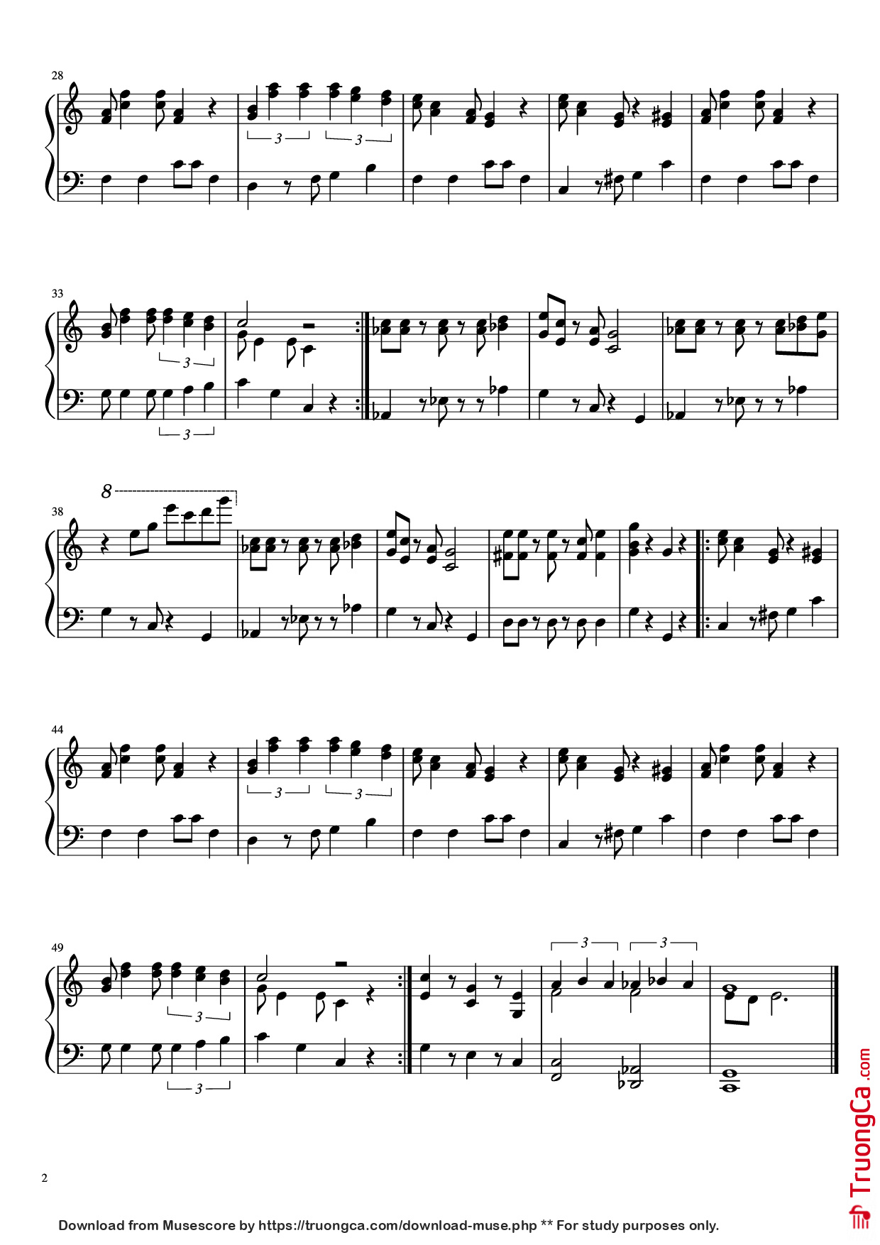 Trang 2 của Sheet nhạc PDF Piano bài hát Super Mario Bros. : Main Theme Piano - Undefined