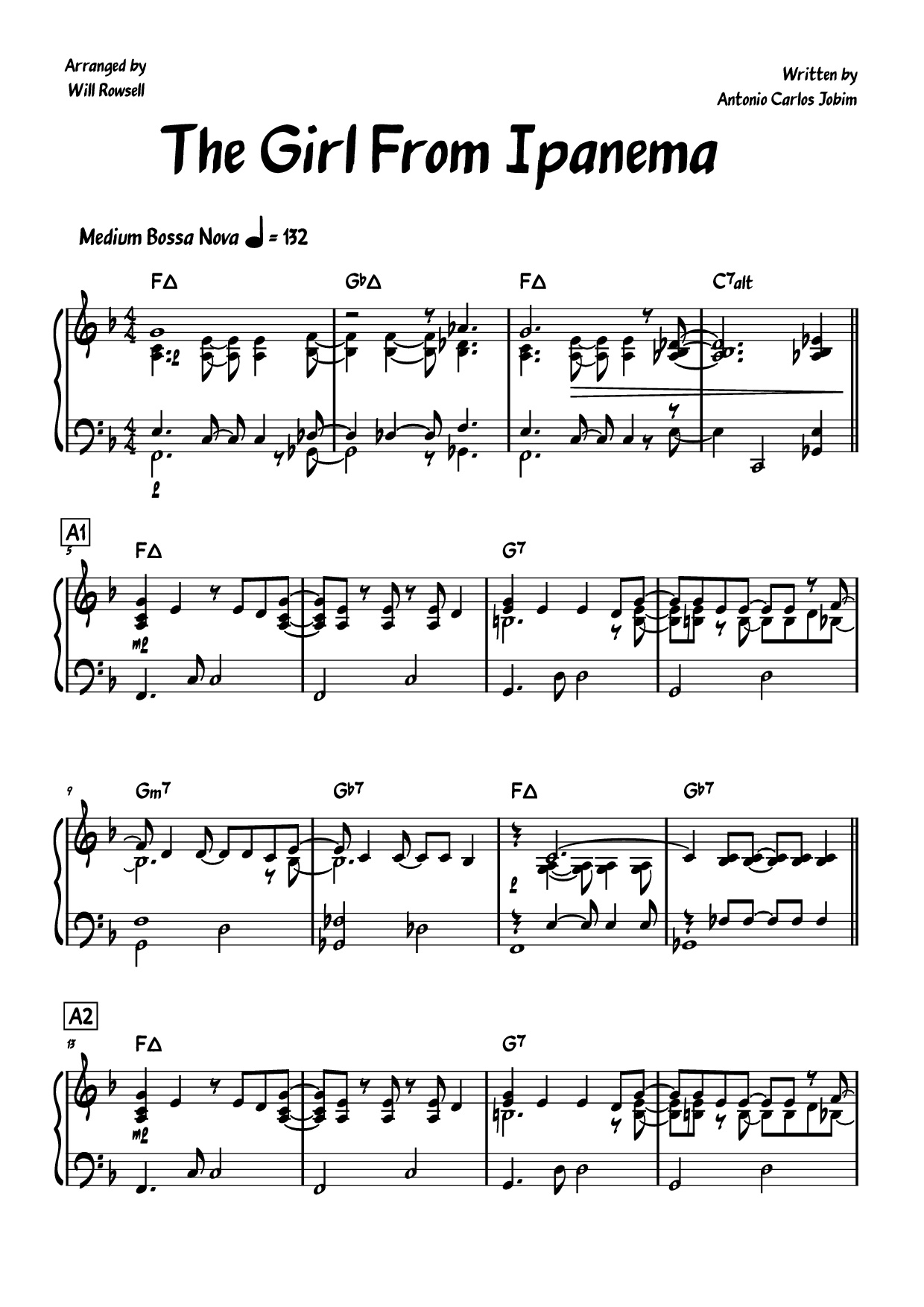 Sheet nhạc PDF bài The Girl From Ipanema Piano