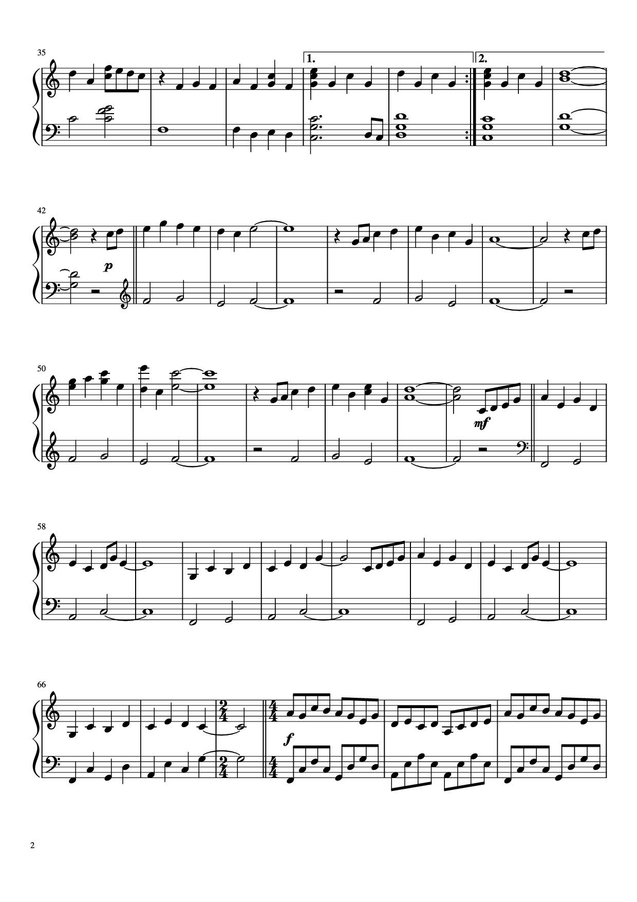 Trang 2 của Sheet nhạc PDF Piano bài hát Date 2 & Mitsuha