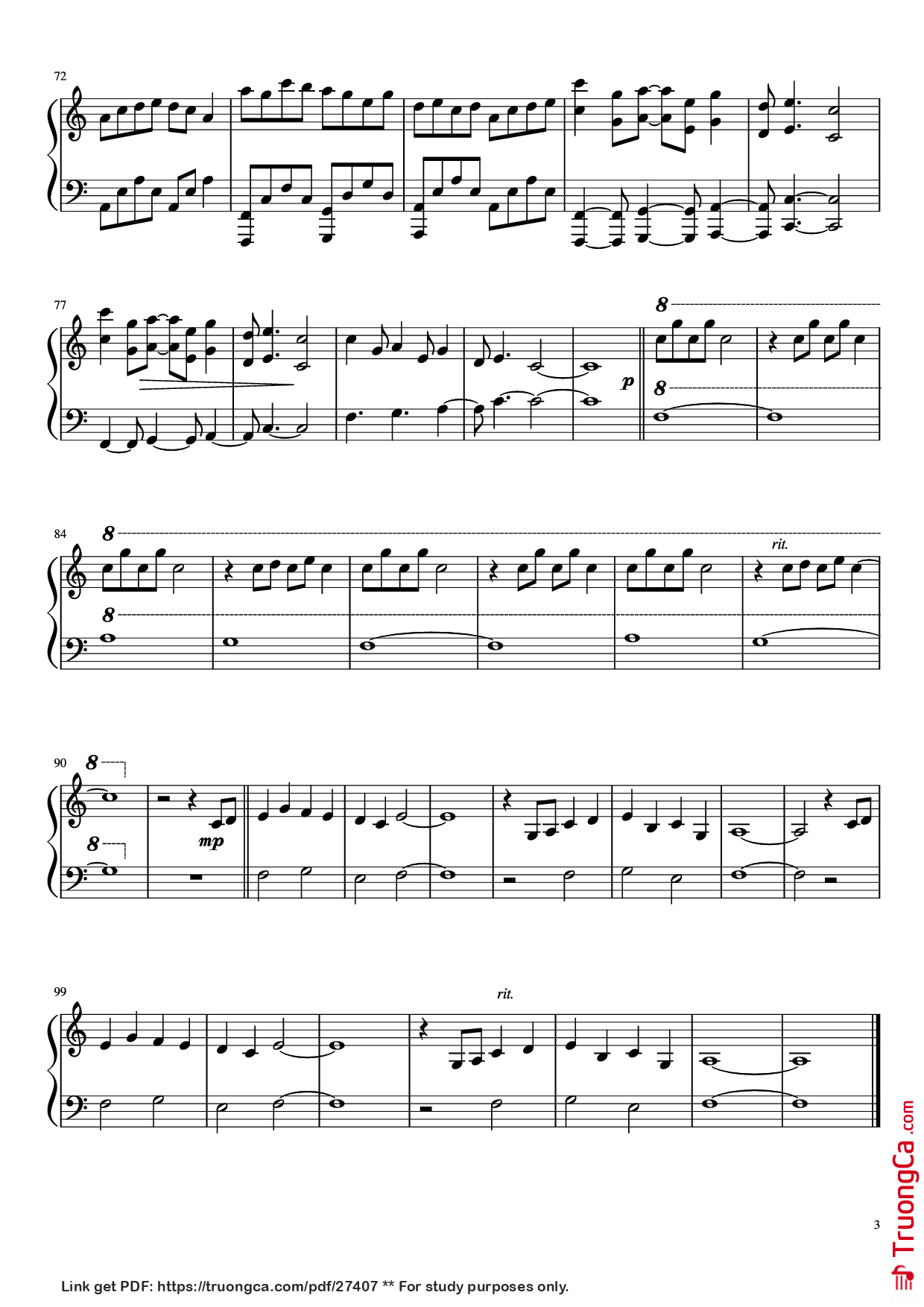 Trang 3 của Sheet nhạc PDF Piano bài hát Date 2 & Mitsuha