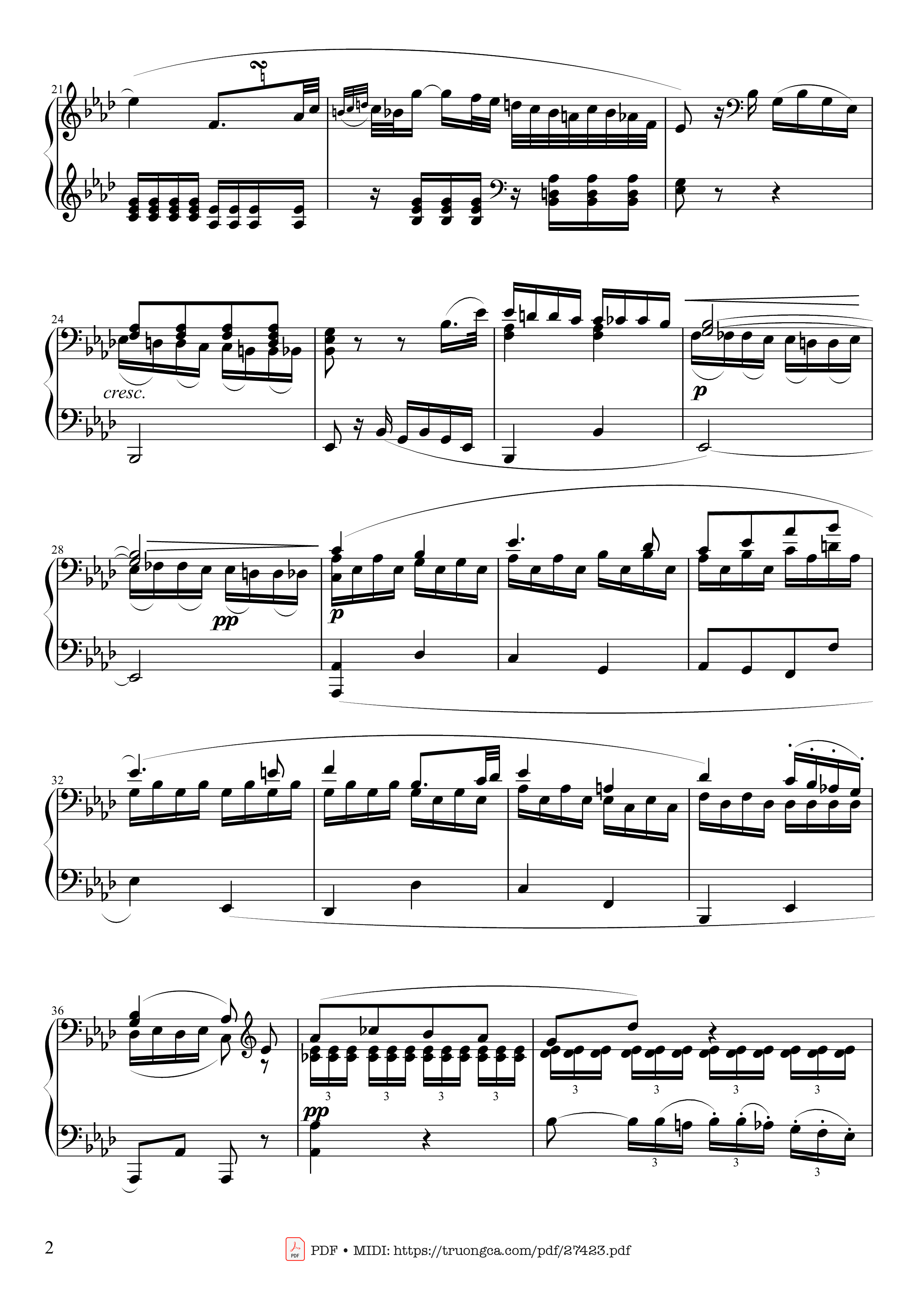 Trang 2 của Sheet nhạc PDF Piano bài hát Sonate No. 8, Pathétique Piano - Ludwig van Beethoven