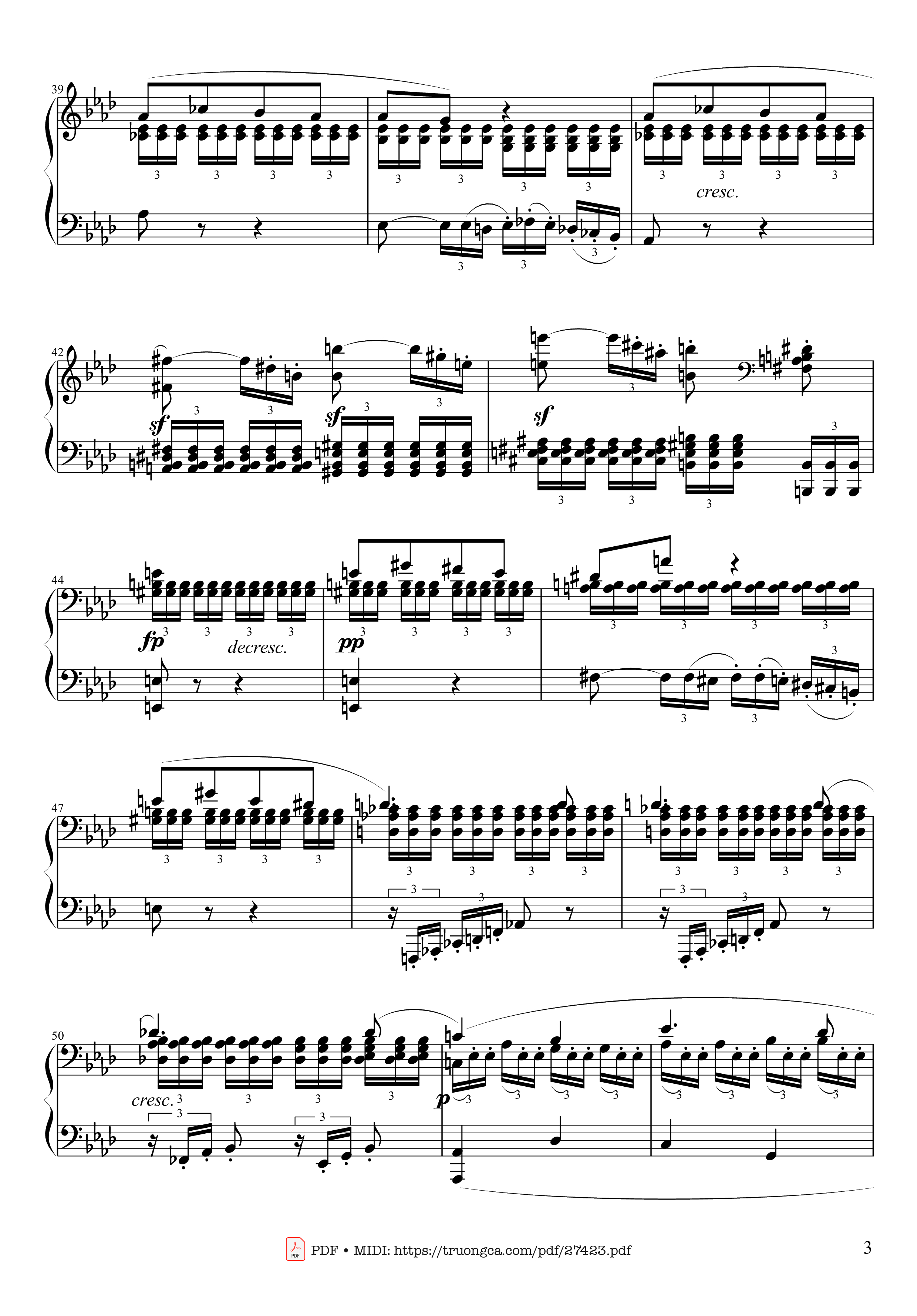 Trang 3 của Sheet nhạc PDF Piano bài hát Sonate No. 8, Pathétique Piano - Ludwig van Beethoven
