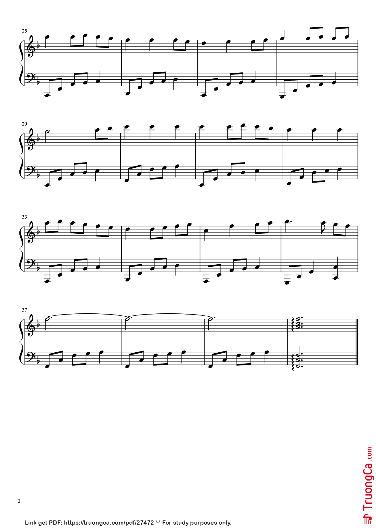 Trang 2 của Sheet nhạc PDF Piano bài hát Always with me (千与千寻) Easy ver. - Joe Hisaishi