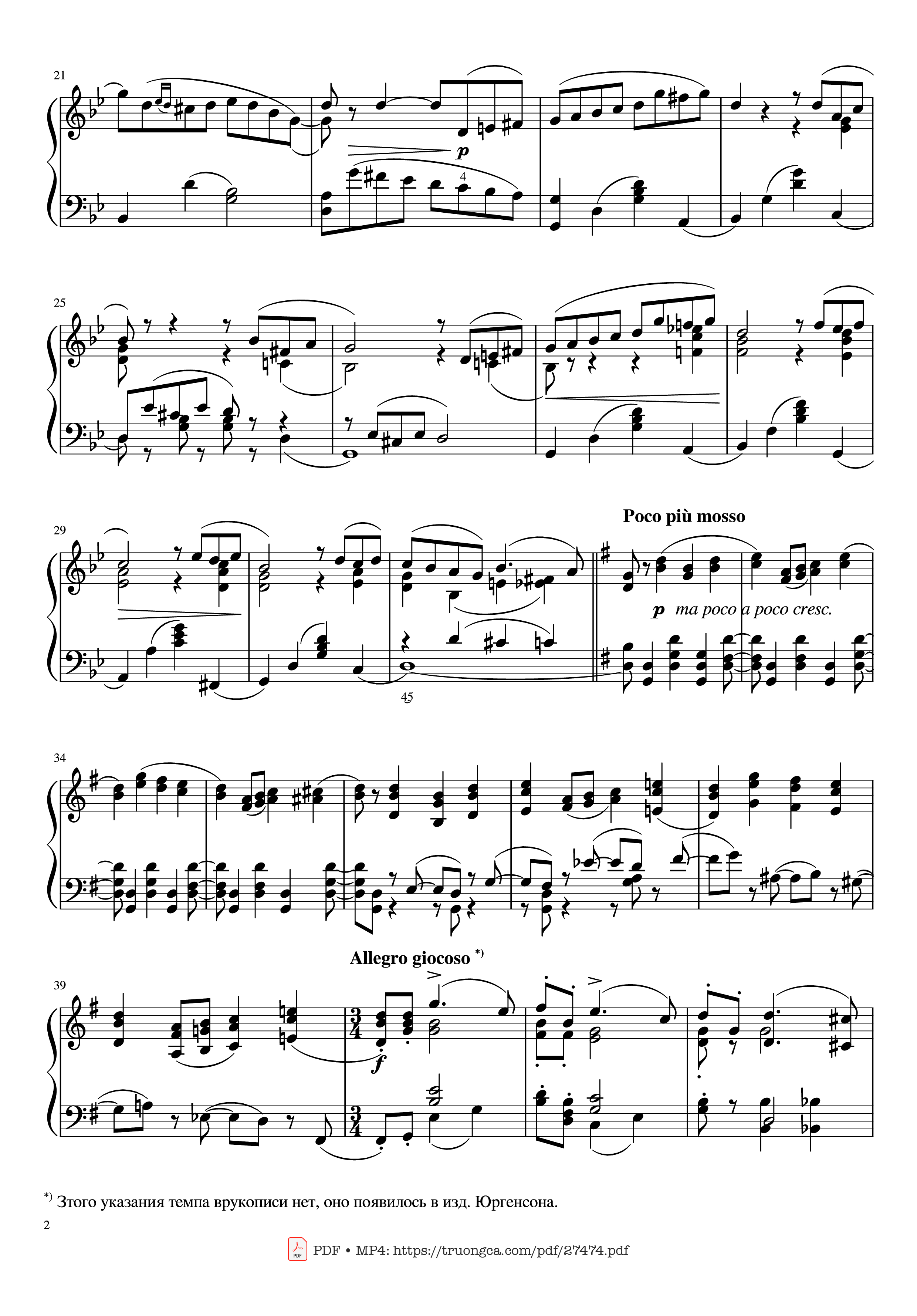 Trang 2 của Sheet nhạc PDF Piano bài hát The Seasons, Op. 37a, June, Barcarolle, Tchaikovsky - Pyotr Ilyich Tchaikovsky