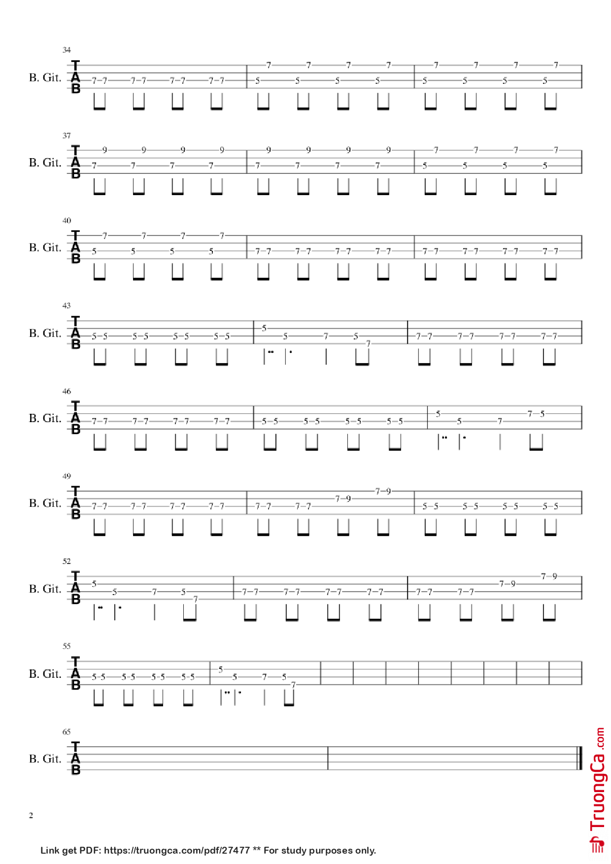 Trang 2 của Sheet nhạc PDF Guitar Tab bài hát Paranoid Bass Tab Guitar TAB - Composer