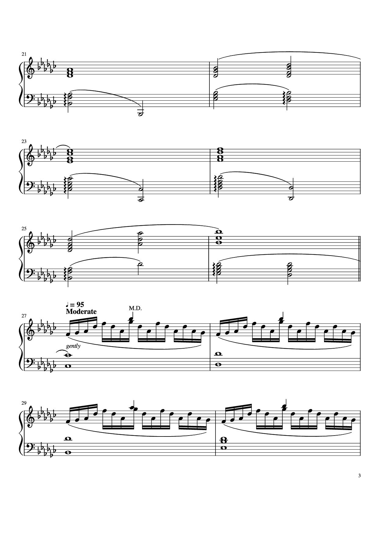 Trang 3 của Sheet nhạc PDF Piano bài hát Again Piano - Performed by TheIshter Sheets by Bomb & Kou Revised by Großmeister Gee