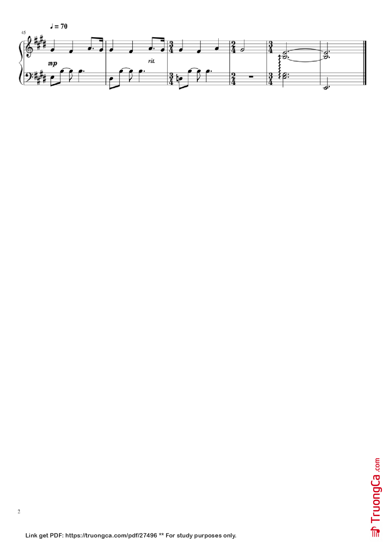 Trang 2 của Sheet nhạc PDF Piano bài hát Lit Piano - Arr. Lily327