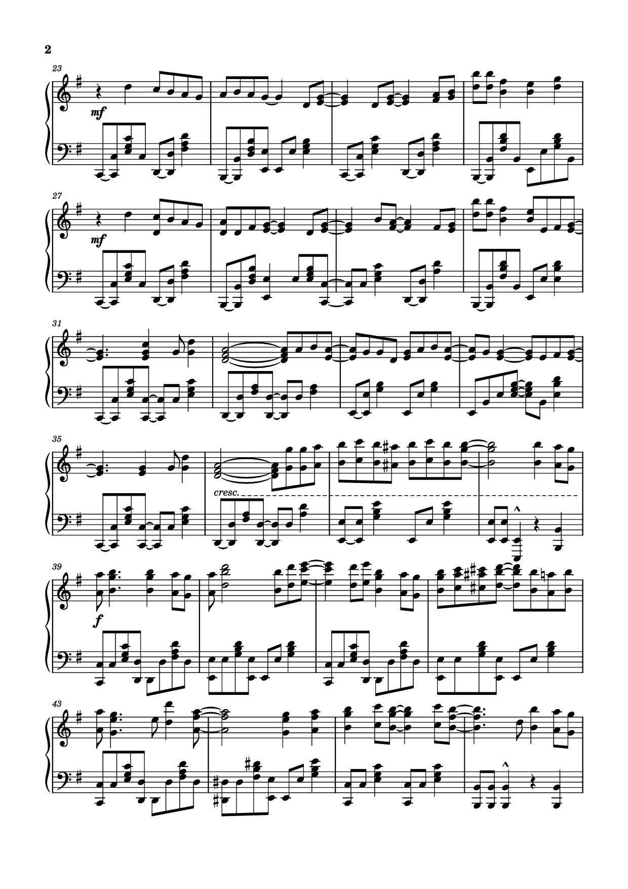 Trang 2 của Sheet nhạc PDF Piano bài hát Iro Kousui Piano - Arranger: oldfrenchguy