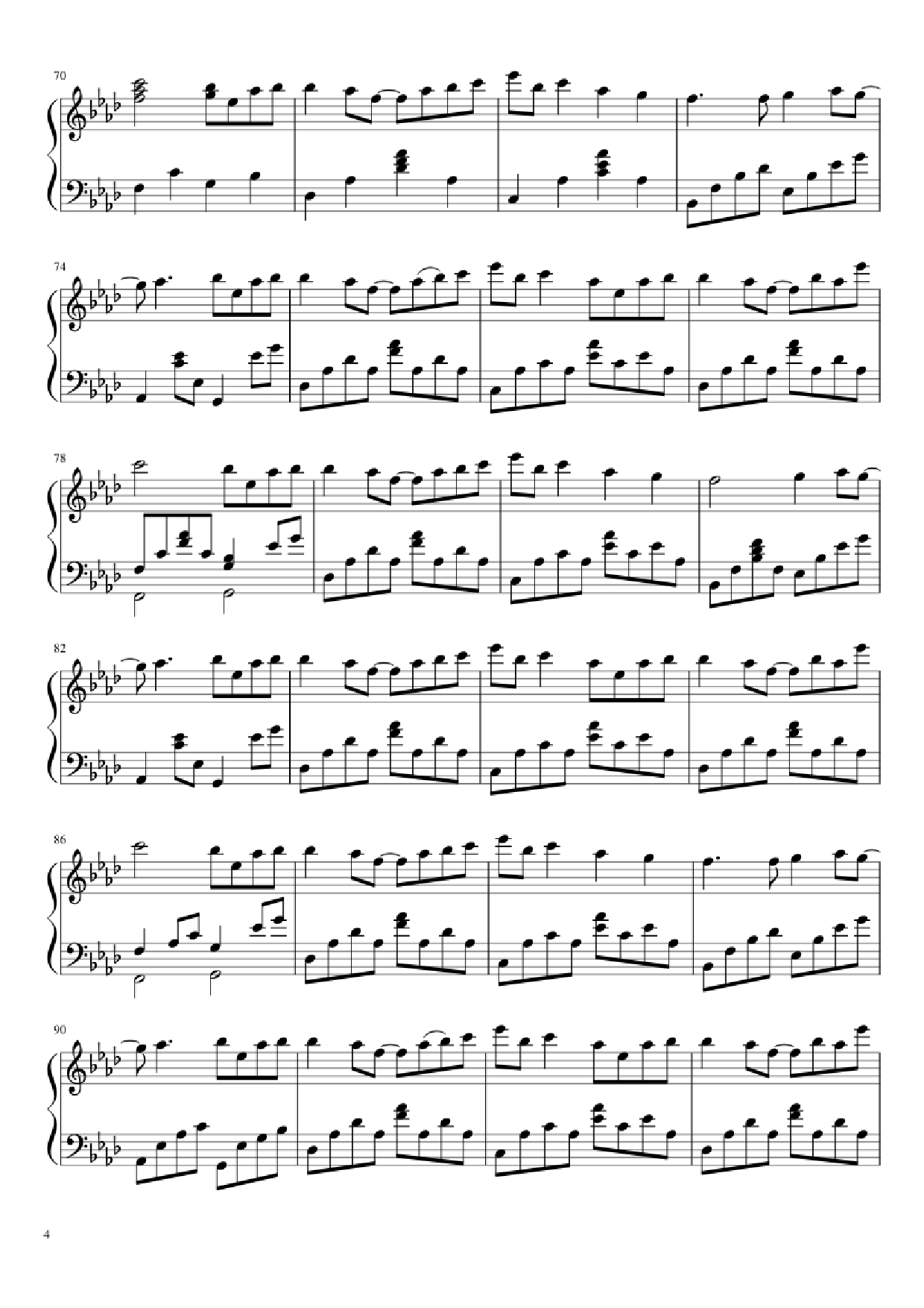 Trang 4 của Sheet nhạc PDF Piano bài hát Dango Daikazoku Piano - Jun Maeda