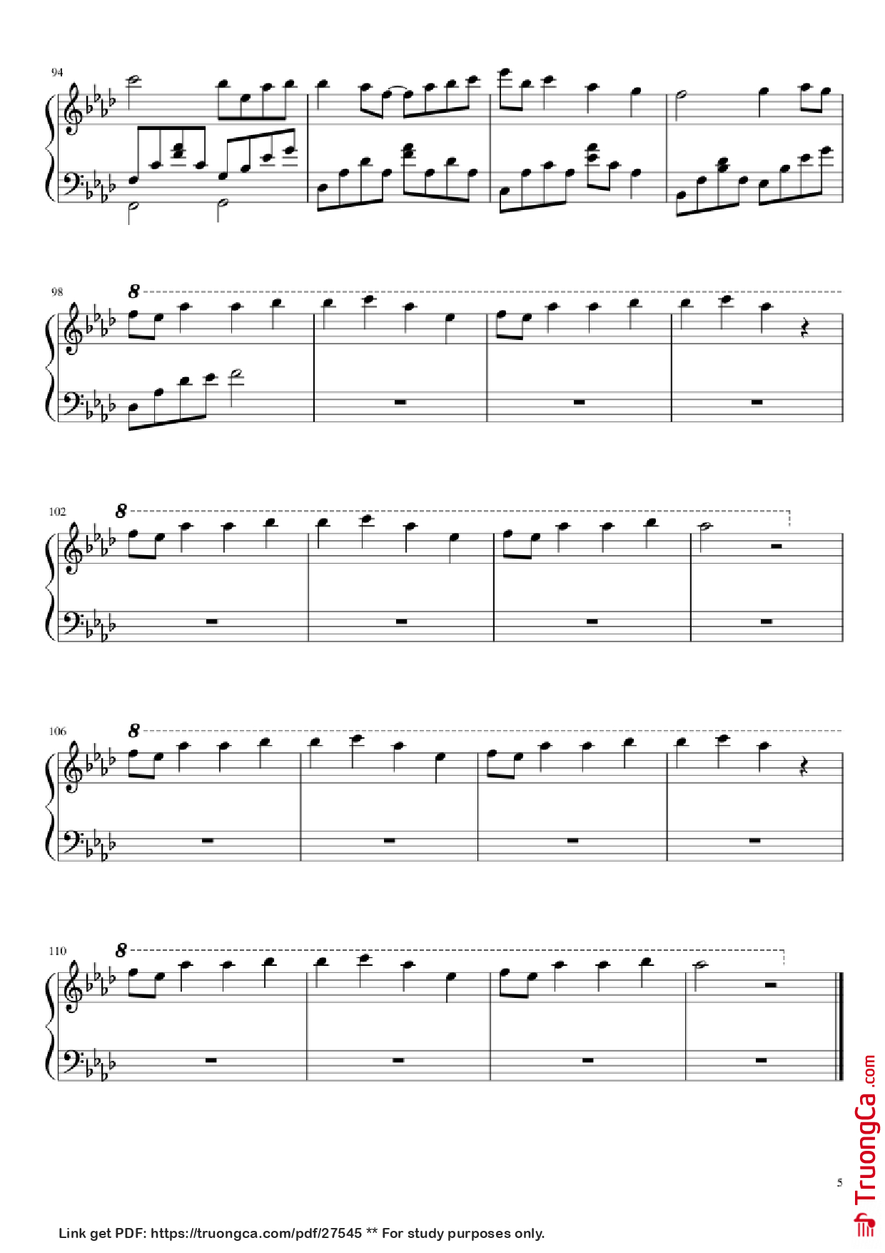 Trang 5 của Sheet nhạc PDF Piano bài hát Dango Daikazoku Piano - Jun Maeda