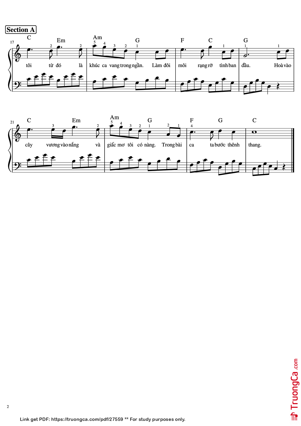 Trang 2 của Sheet nhạc PDF Piano bài hát Từ Đó Piano - Phan Mạnh Quỳnh