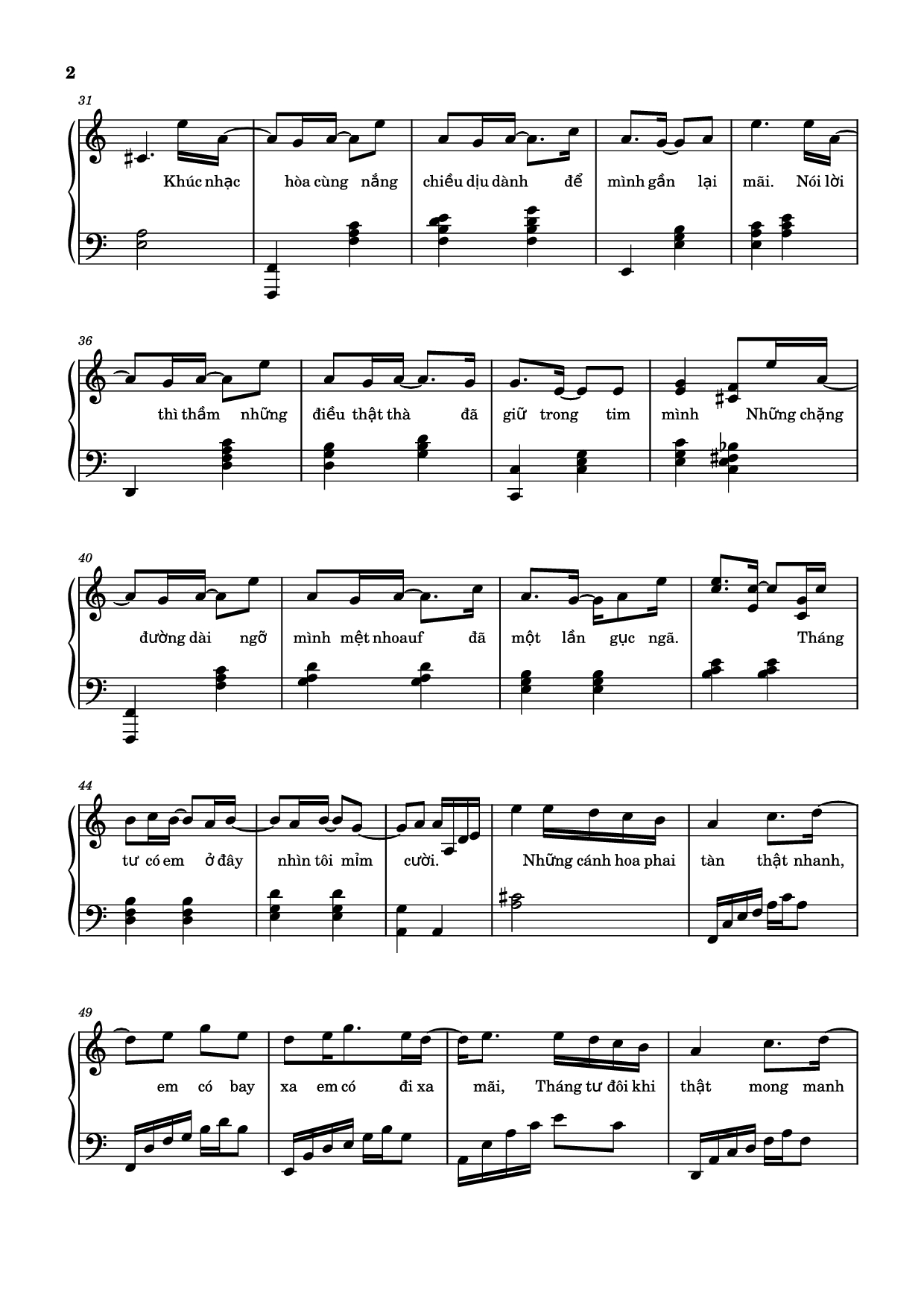 Trang 2 của Sheet nhạc PDF Piano bài hát Tháng Tư Là Lời Nói Dối Của Em Piano (easy) - Hà Anh Tuấn
