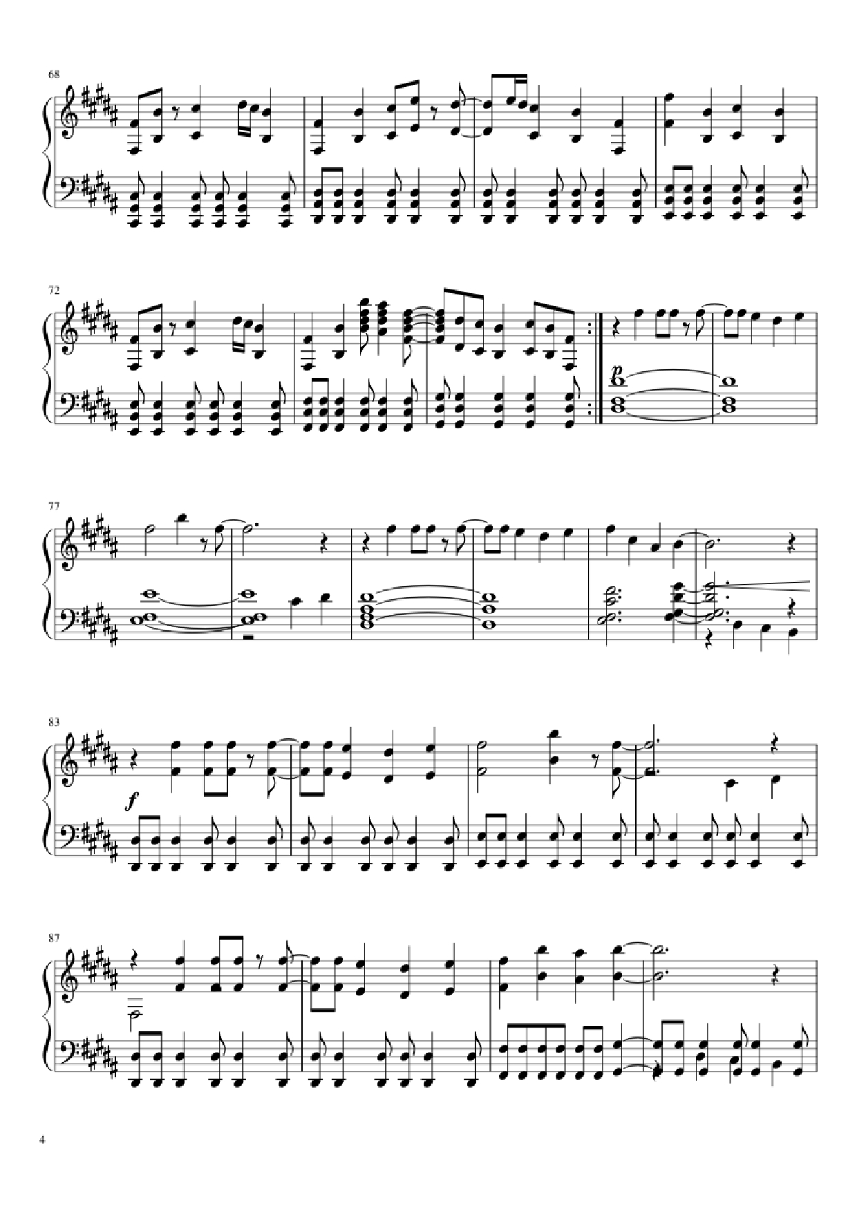 Trang 4 của Sheet nhạc PDF Piano bài hát Hopes and Dreams/Save the World Piano - Toby Fox