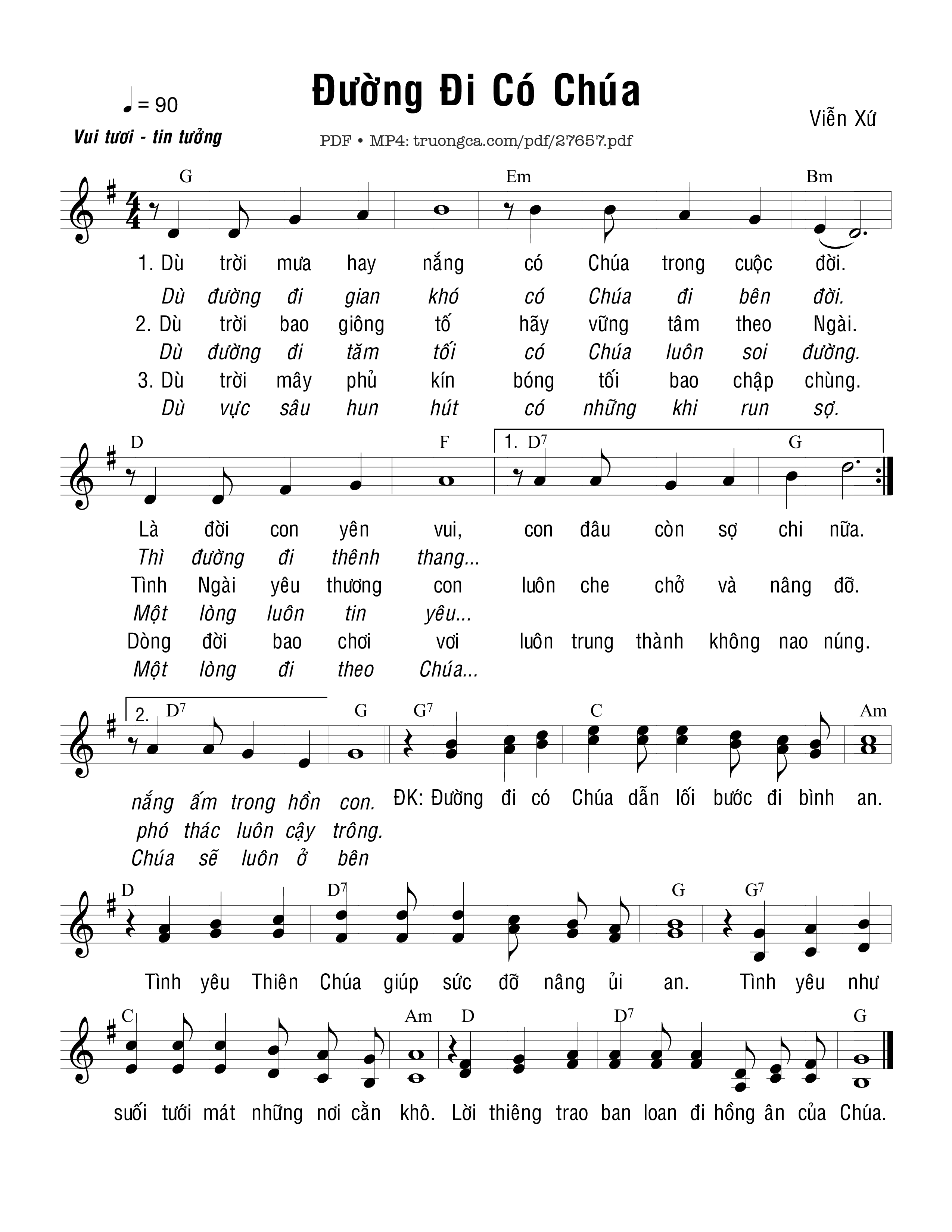 Sheet nhạc PDF bài Đường Đi Có Chúa