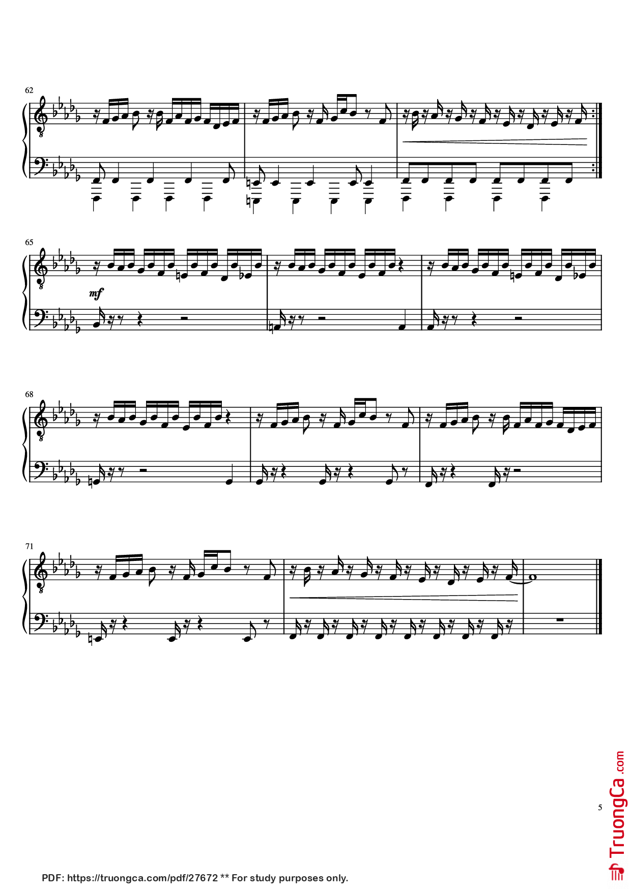 Trang 5 của Sheet nhạc PDF Piano bài hát Castle Vein Piano - Heaven Pierce Her - Hakita