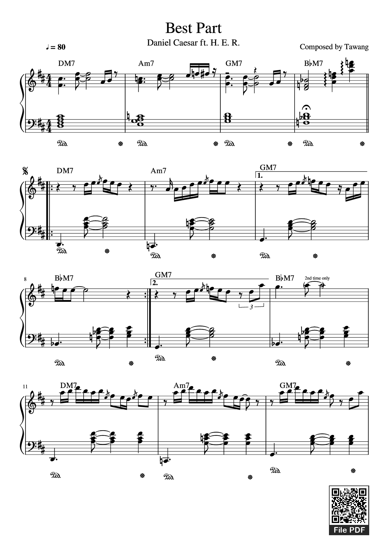 Sheet nhạc PDF bài Best Part Piano