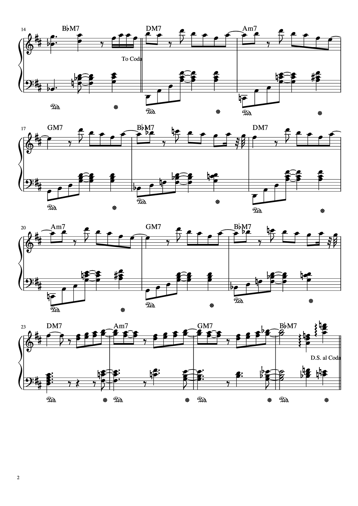 Trang 2 của Sheet nhạc PDF Piano bài hát Best Part Piano - Composed by Tawang