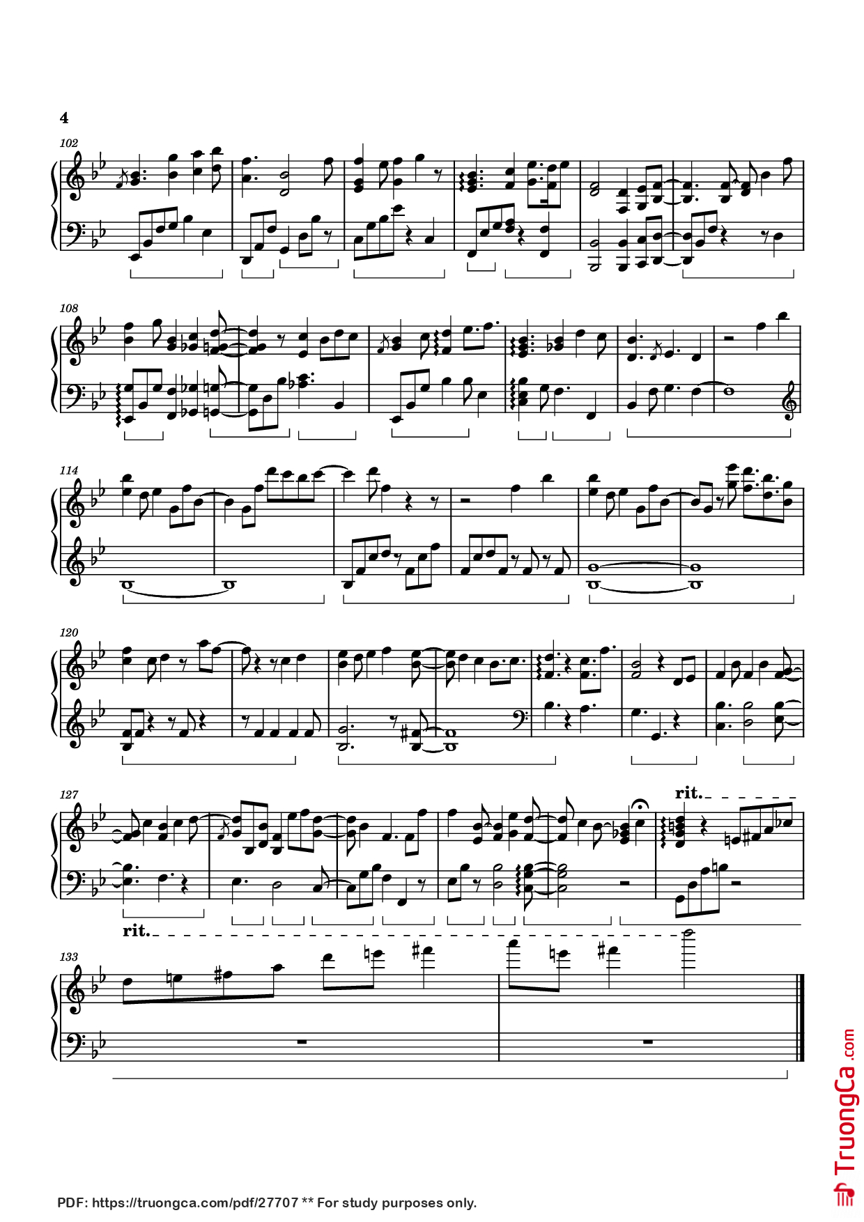 Trang 4 của Sheet nhạc PDF Piano bài hát Three Swallows Piano - Izumi Hirotaka