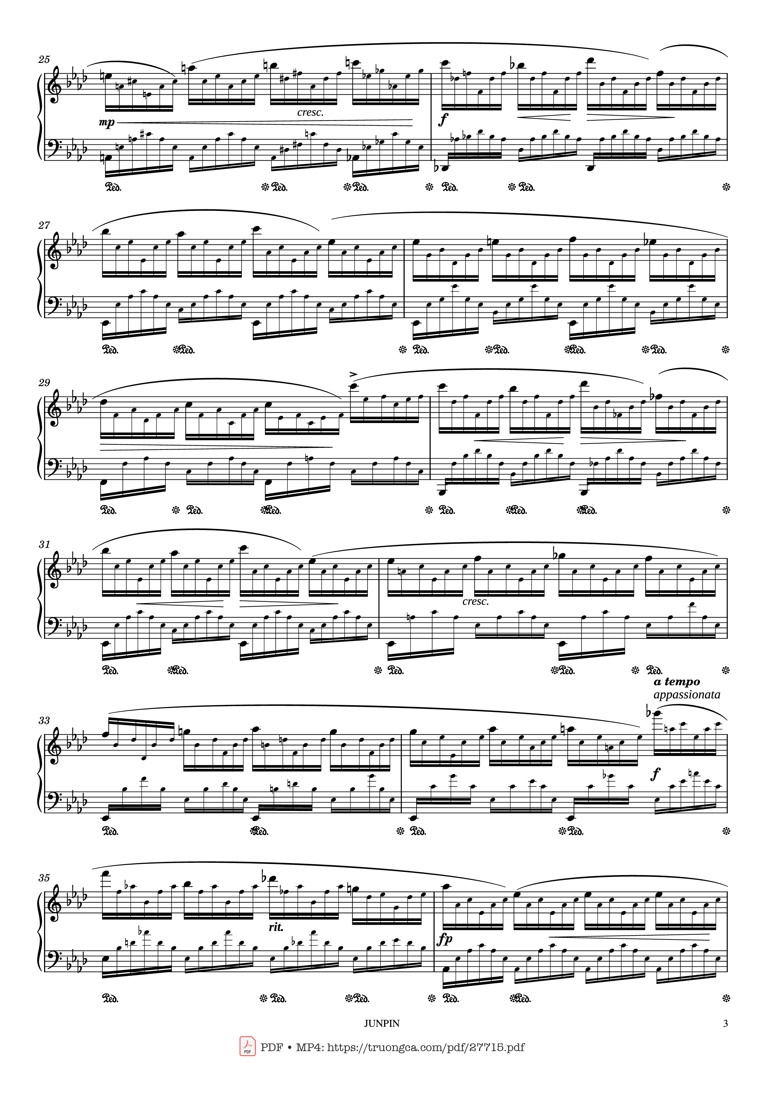 Trang 3 của Sheet nhạc PDF Piano bài hát Etude Op.25 No.1 in Ab Major Aeolian Harp Piano - F. Chopin (쇼팽)