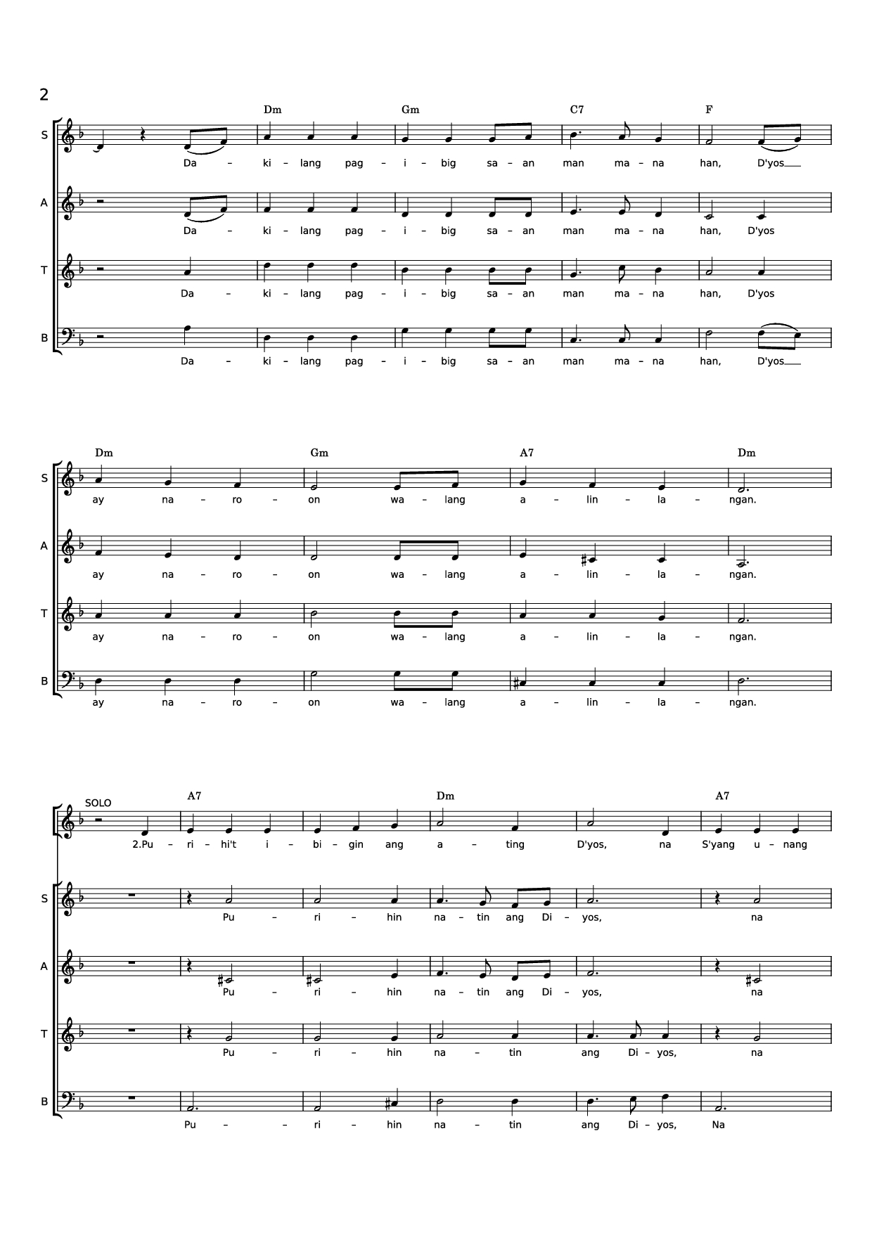 Trang 2 của Sheet nhạc PDF bài hát Dakilang Pag-ibig - Titik: Crispulo B. Pangilinan