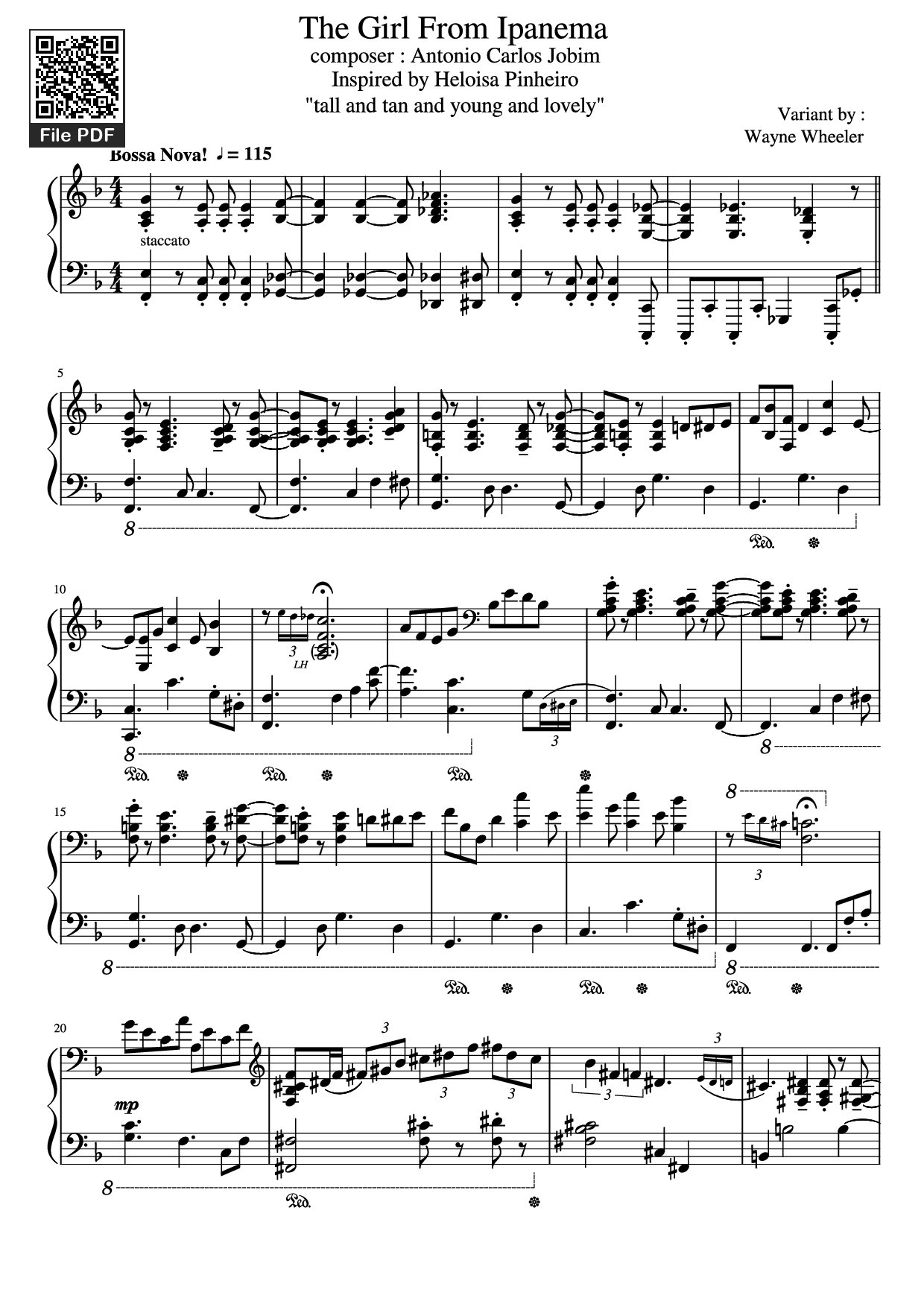 Sheet nhạc PDF bài The Girl From Ipanema Piano