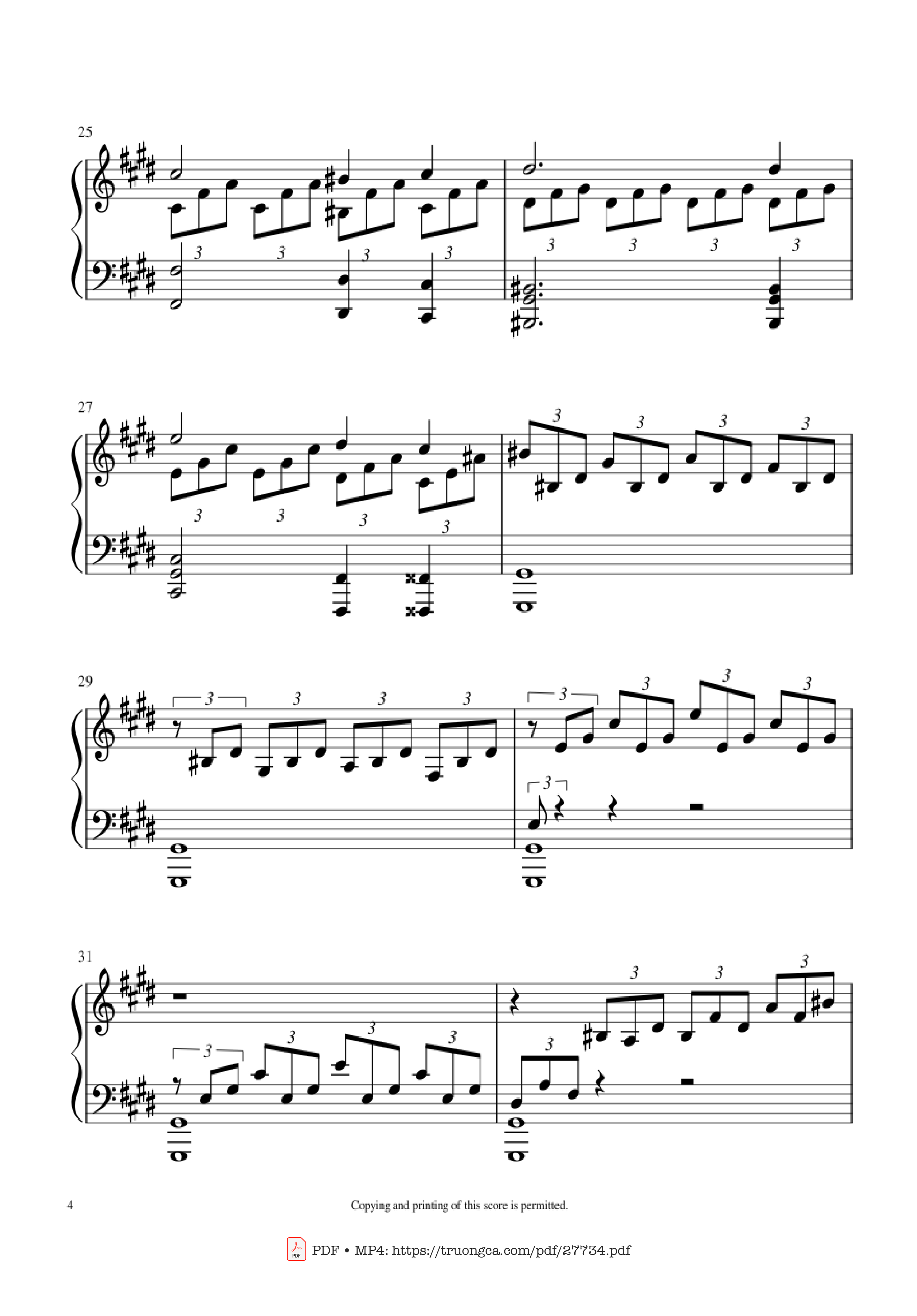 Trang 4 của Sheet nhạc PDF Piano bài hát Moonlight Sonata 1st Movement Piano - Ludwig Van Beethoven