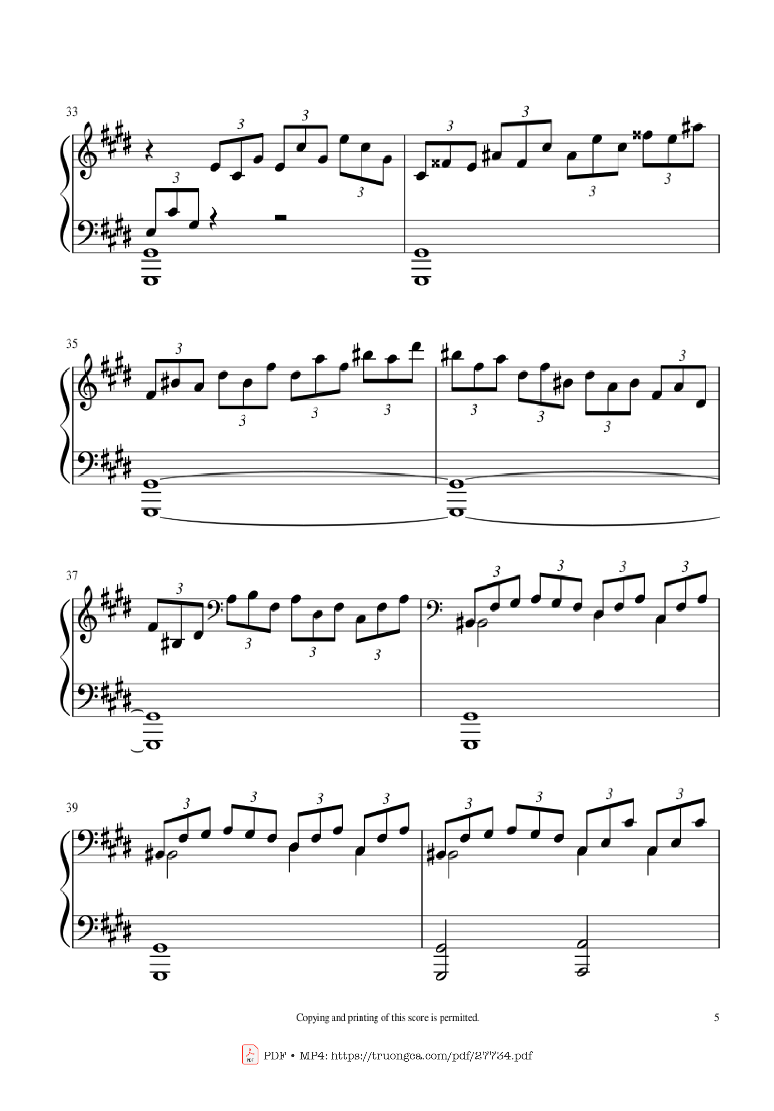 Trang 5 của Sheet nhạc PDF Piano bài hát Moonlight Sonata 1st Movement Piano - Ludwig Van Beethoven