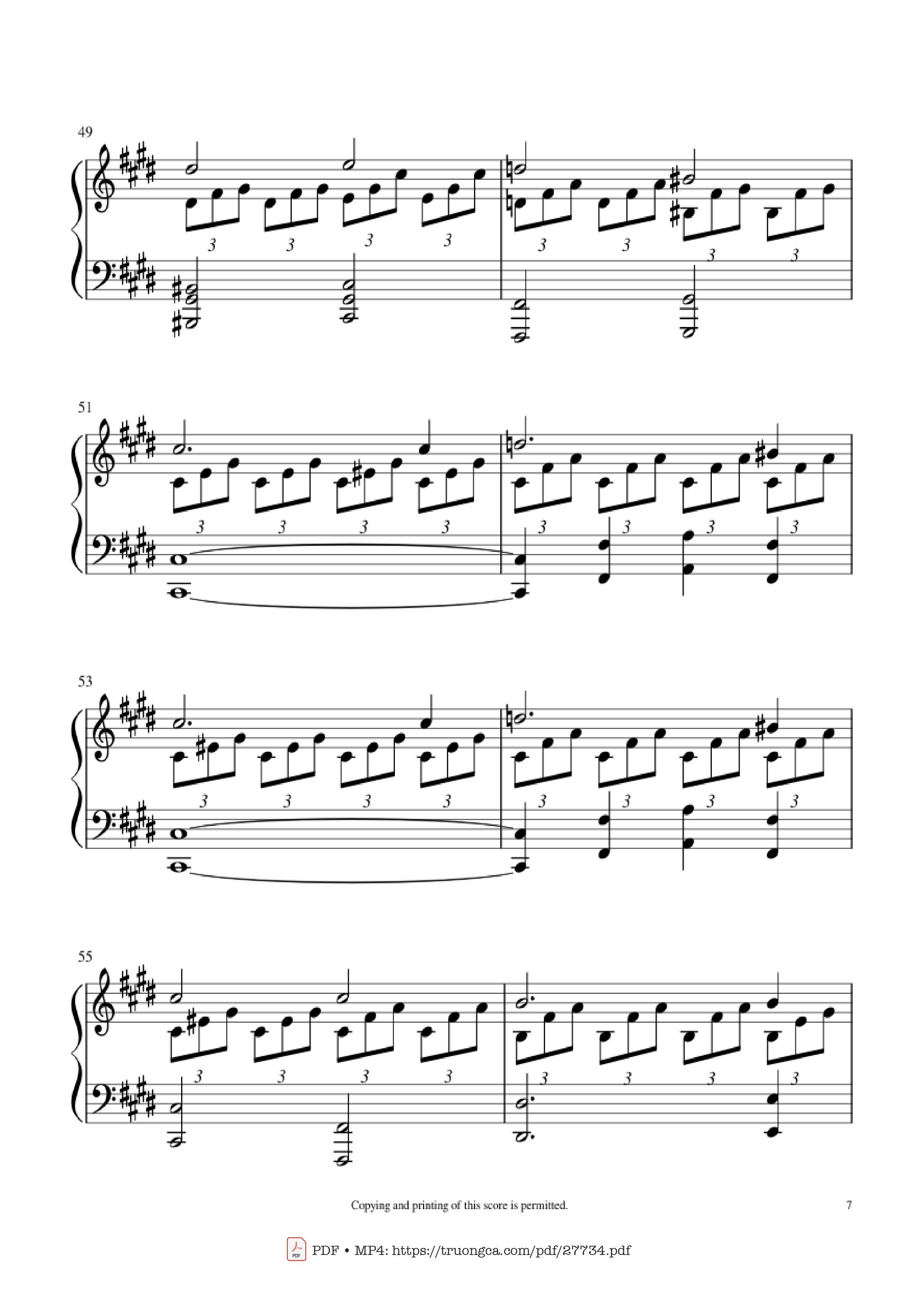 Trang 7 của Sheet nhạc PDF Piano bài hát Moonlight Sonata 1st Movement Piano - Ludwig Van Beethoven