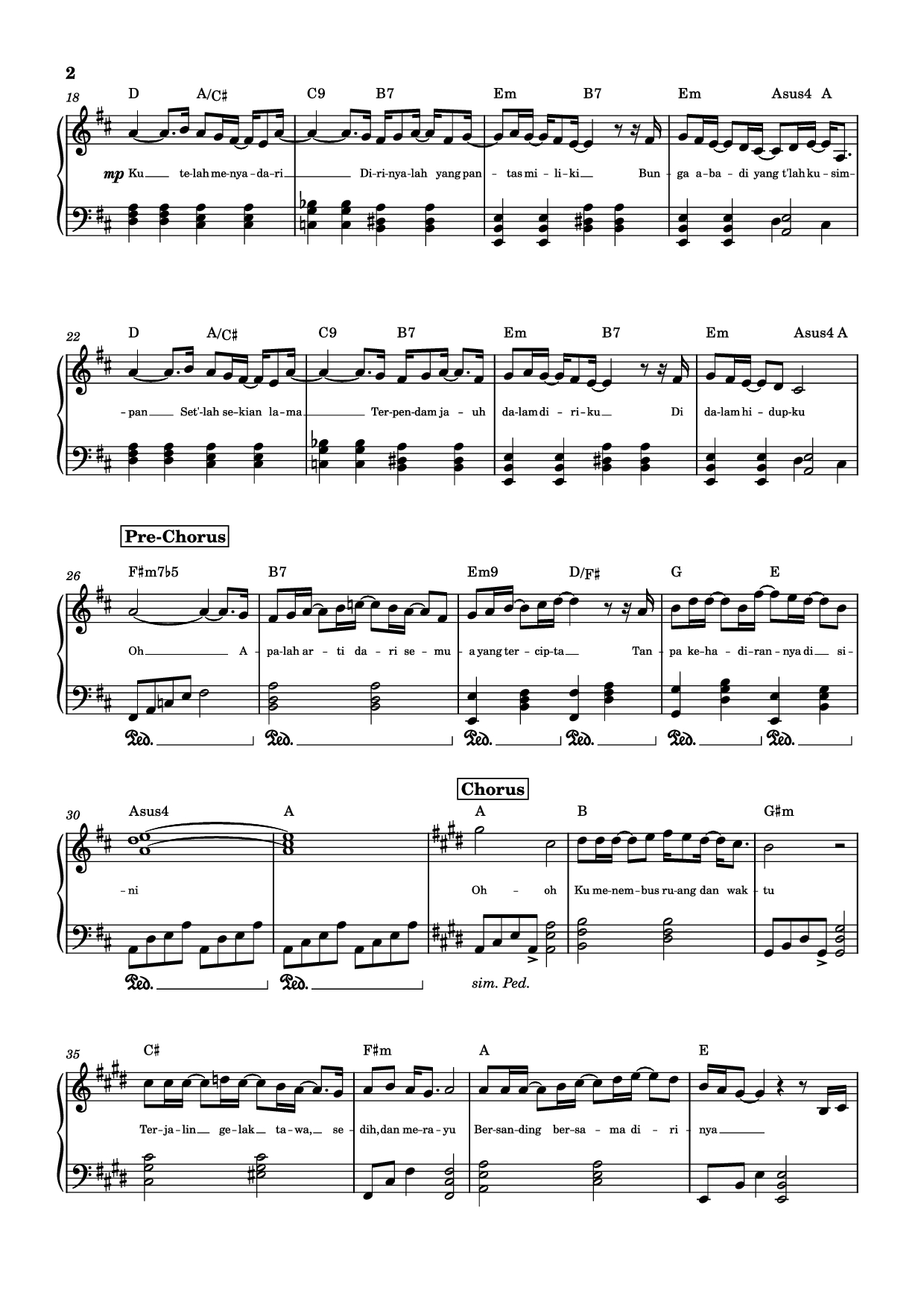Trang 2 của Sheet nhạc PDF Piano bài hát BUNGA ABADI Piano - Rio Clappy