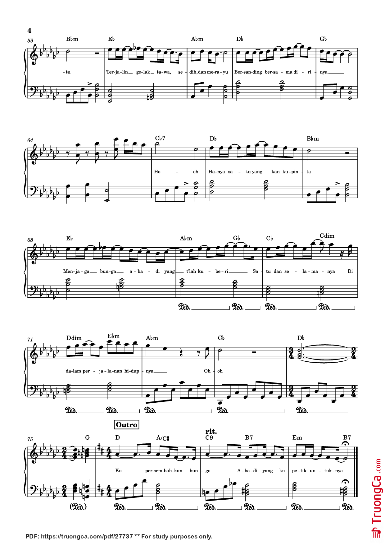 Trang 4 của Sheet nhạc PDF Piano bài hát BUNGA ABADI Piano - Rio Clappy