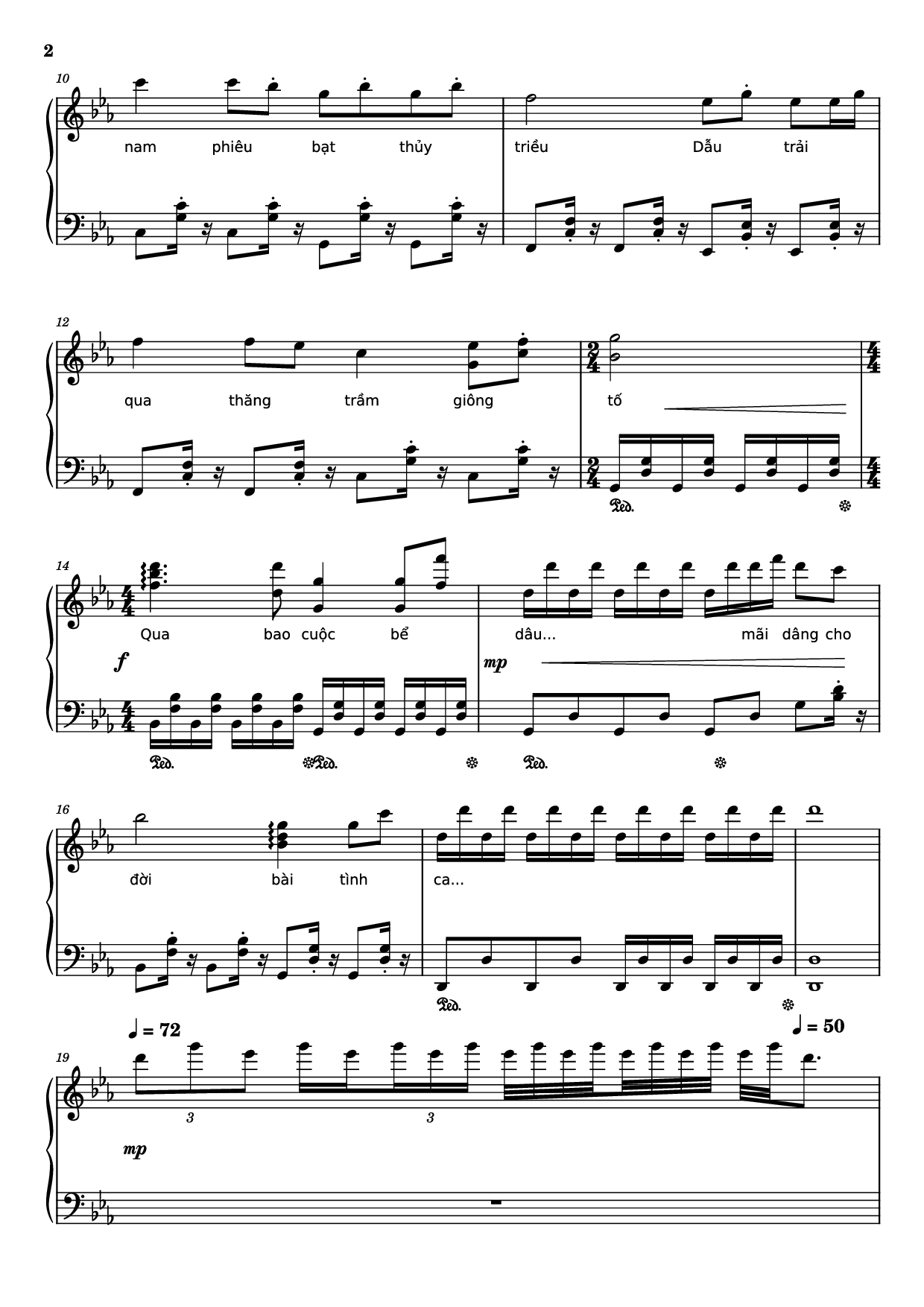 Trang 2 của Sheet nhạc PDF Piano bài hát Bài ca đất phương nam Piano - Lư Nhất Vũ