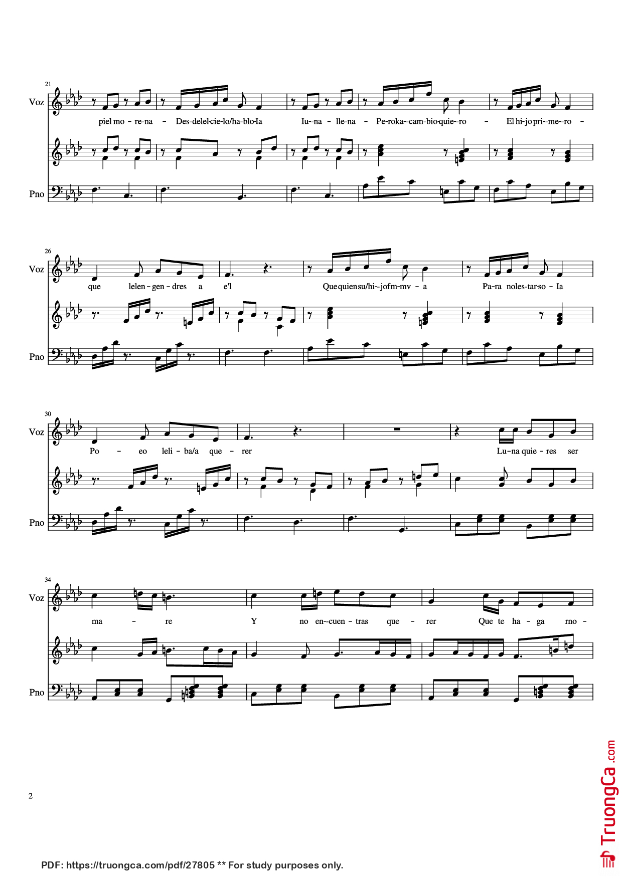Trang 2 của Sheet nhạc PDF Piano bài hát Hijo de la Luna Piano - Cano
