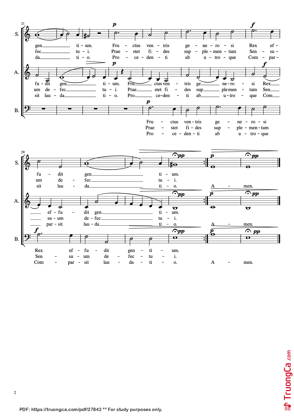 Trang 2 của Sheet nhạc PDF bài hát Pange Lingua - Zoltan Kodaly