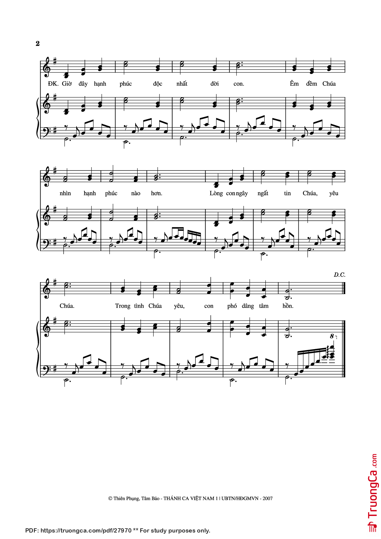 Trang 2 của Sheet nhạc PDF Piano bài hát Phút Than Thở Piano đệm hát - Thiên Phụng & Tâm Bảo