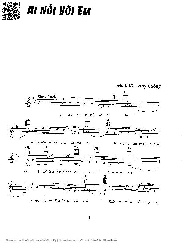Trang 9 của Sheet nhạc PDF bài hát Ai nói với em - Minh Kỳ, 1. Ai nói với em nếu anh là  lính. Không biết nói yêu mỗi khi gần  em Ai nói với em tình mình dang  dở