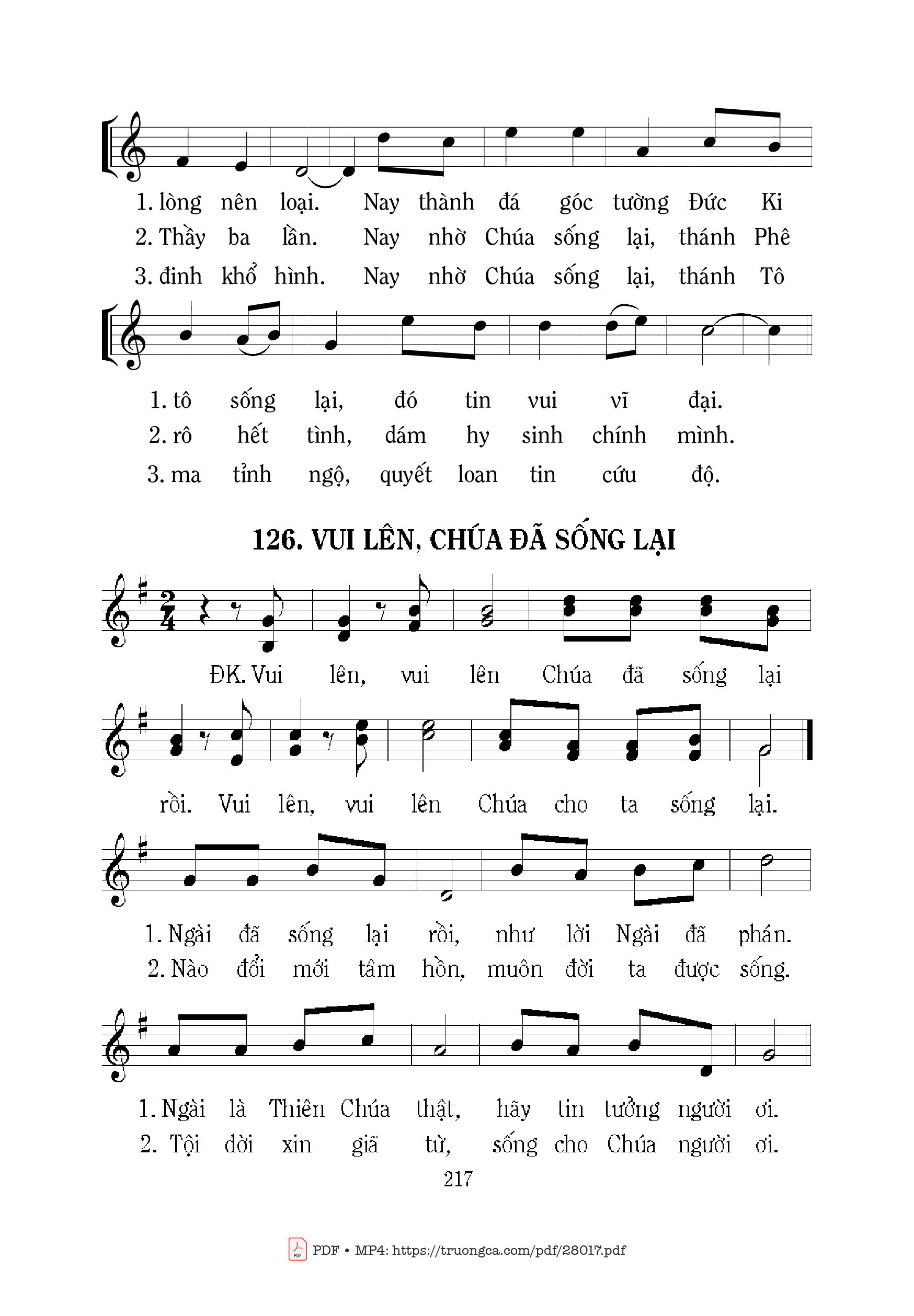 Nầy Chúa đã đường lại người hỡi hãy ca hòa mừng Chúa đã sống lại Alleluia, Trang 2