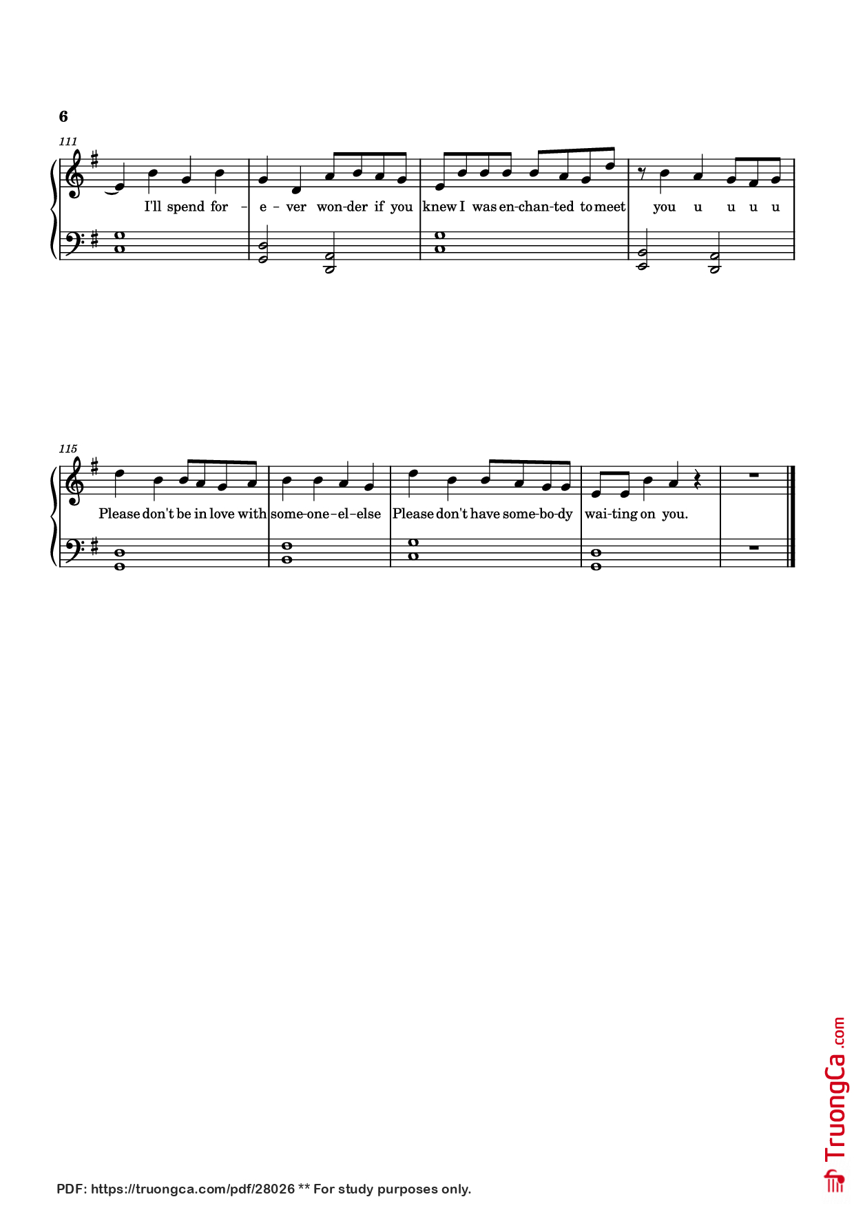 Trang 6 của Sheet nhạc PDF Piano bài hát Enchanted Piano easy - Taylor Swift