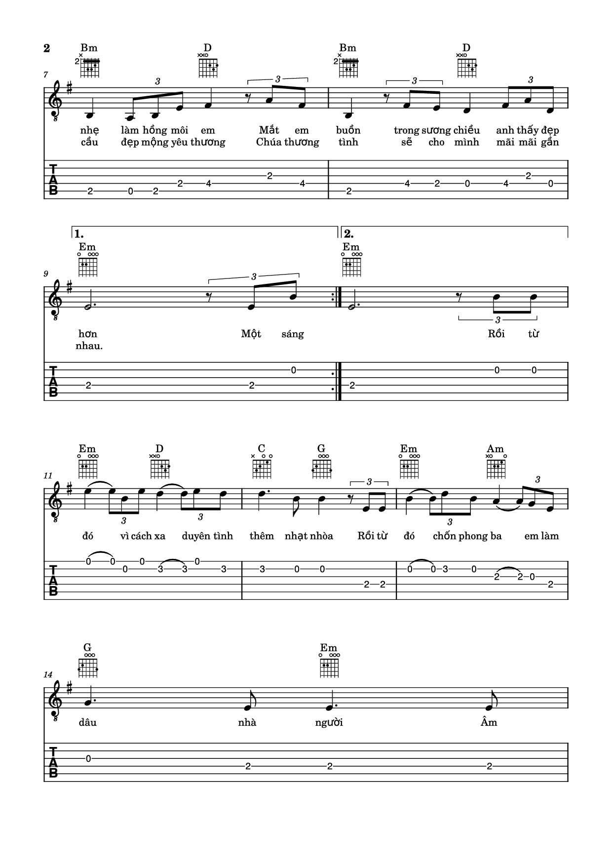 Trang 2 của Sheet nhạc PDF Guitar Tab bài hát Thành Phố Buồn Guitar TAB - Lam Phương