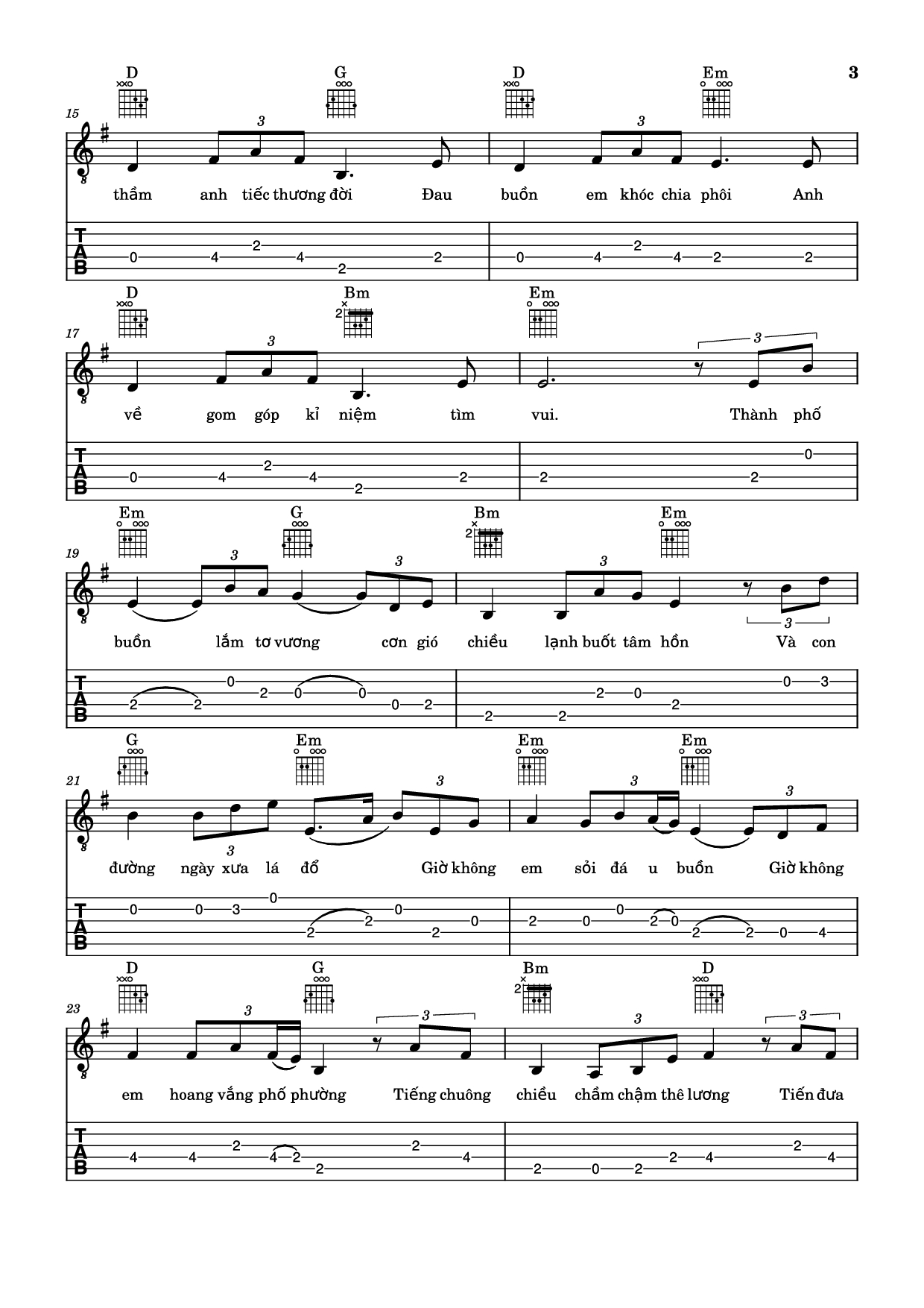 Trang 3 của Sheet nhạc PDF Guitar Tab bài hát Thành Phố Buồn Guitar TAB - Lam Phương