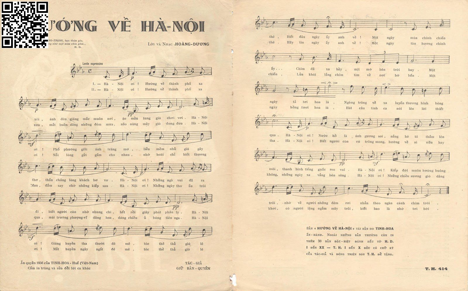 Trang 2 của Sheet nhạc PDF bài hát Hướng về Hà Nội - Hoàng Dương, 1. Hà Nội  ơi hướng  về thành phố xa  xôi