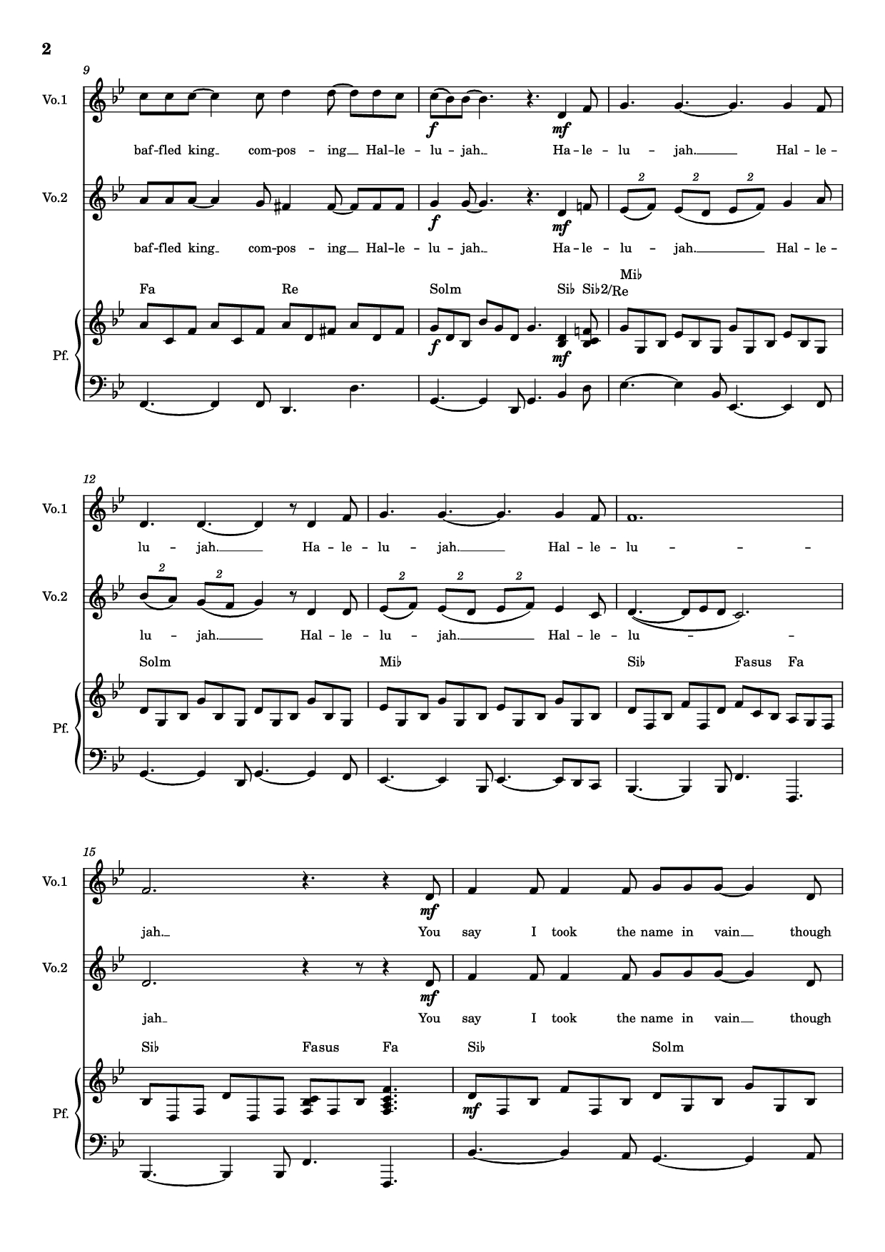 Trang 2 của Sheet nhạc PDF Piano bài hát Hallelujah Piano - Parole e musica di