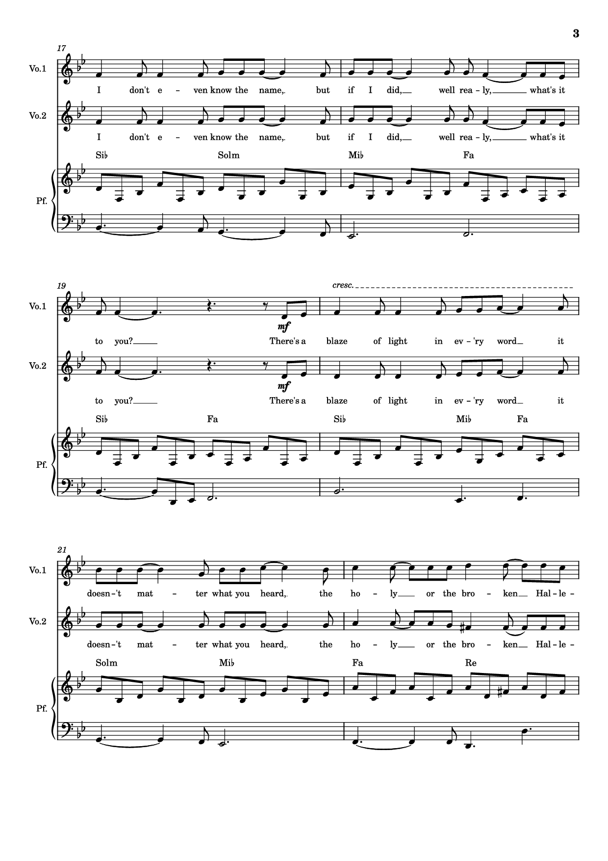 Trang 3 của Sheet nhạc PDF Piano bài hát Hallelujah Piano - Parole e musica di