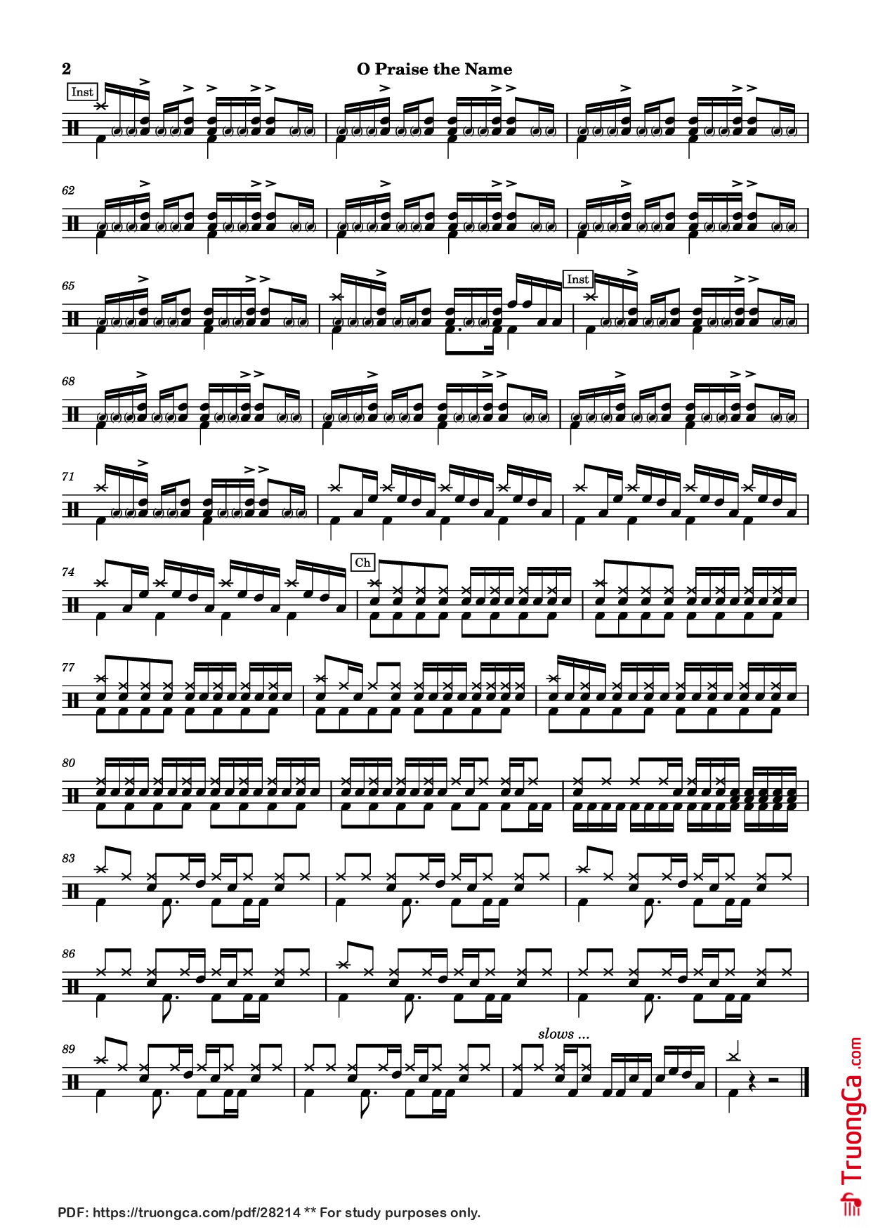 Trang 2 của Sheet nhạc PDF bài hát O Praise the Name - Undefined