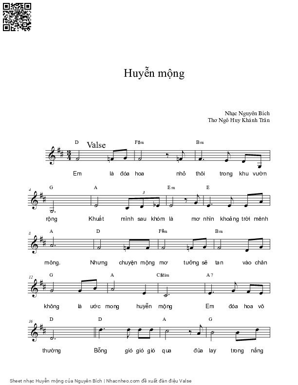 Sheet nhạc Huyễn mộng - Nguyên Bích