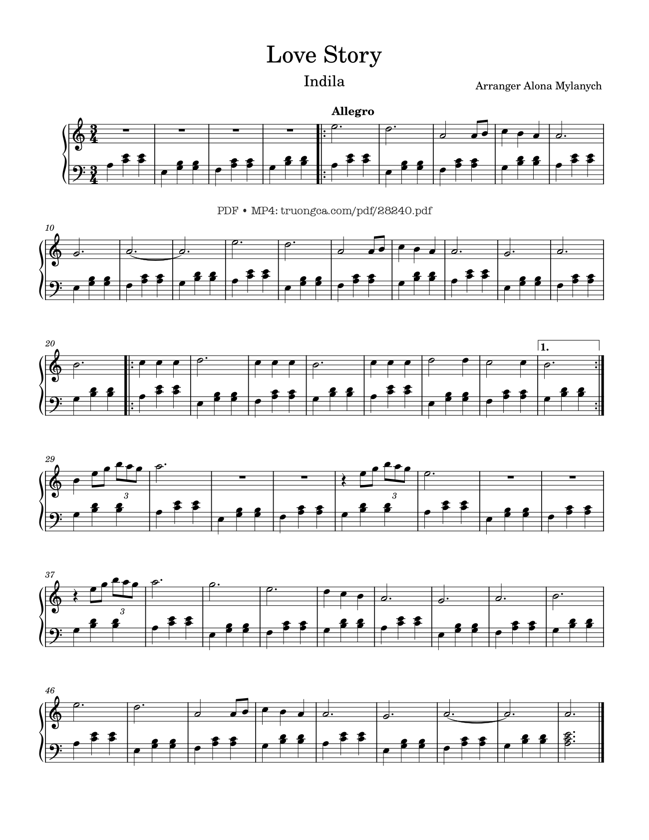 Sheet nhạc PDF bài Love Story Piano